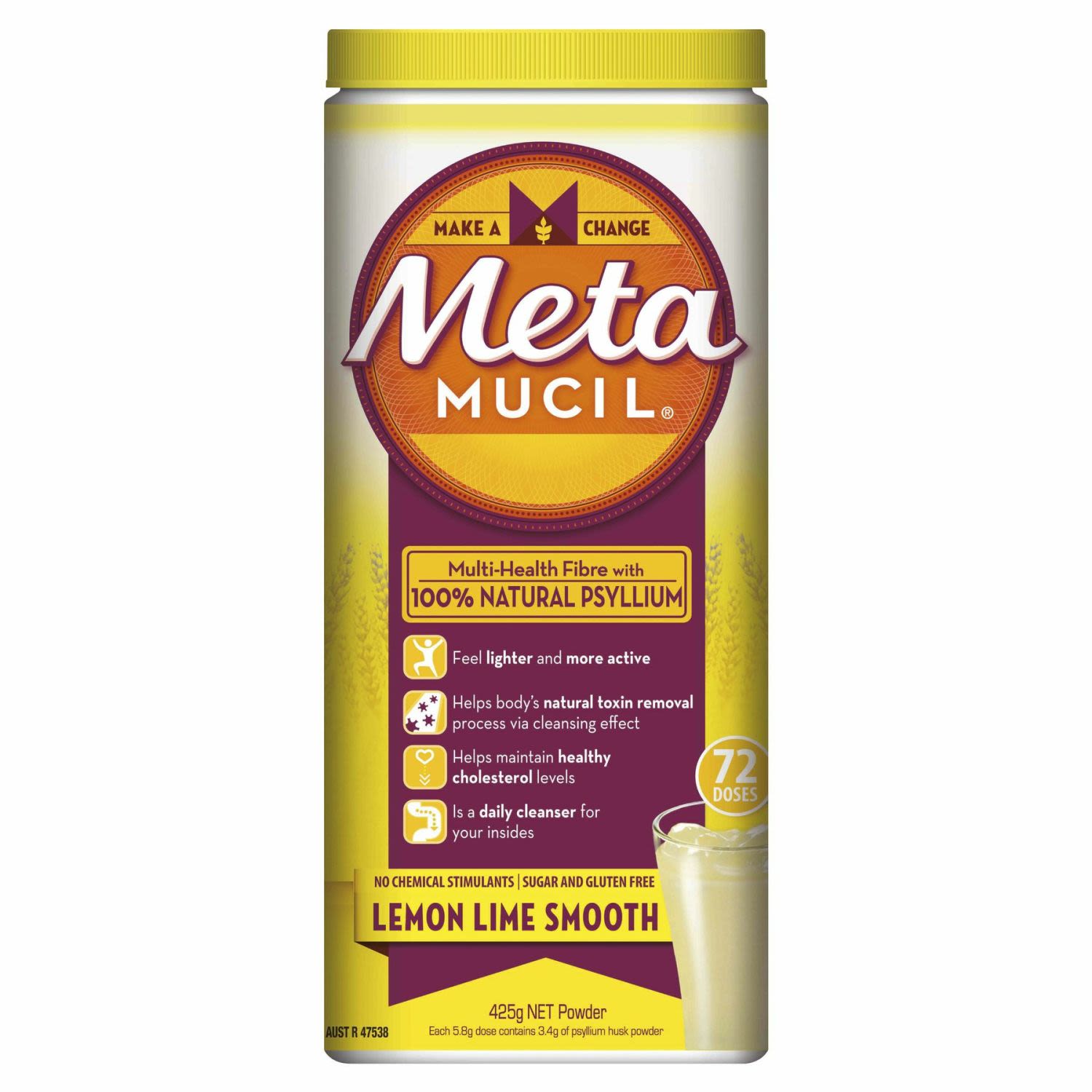 Metamucil Daily Fibre Supplement Lemon Lime Smooth, 425 Gram