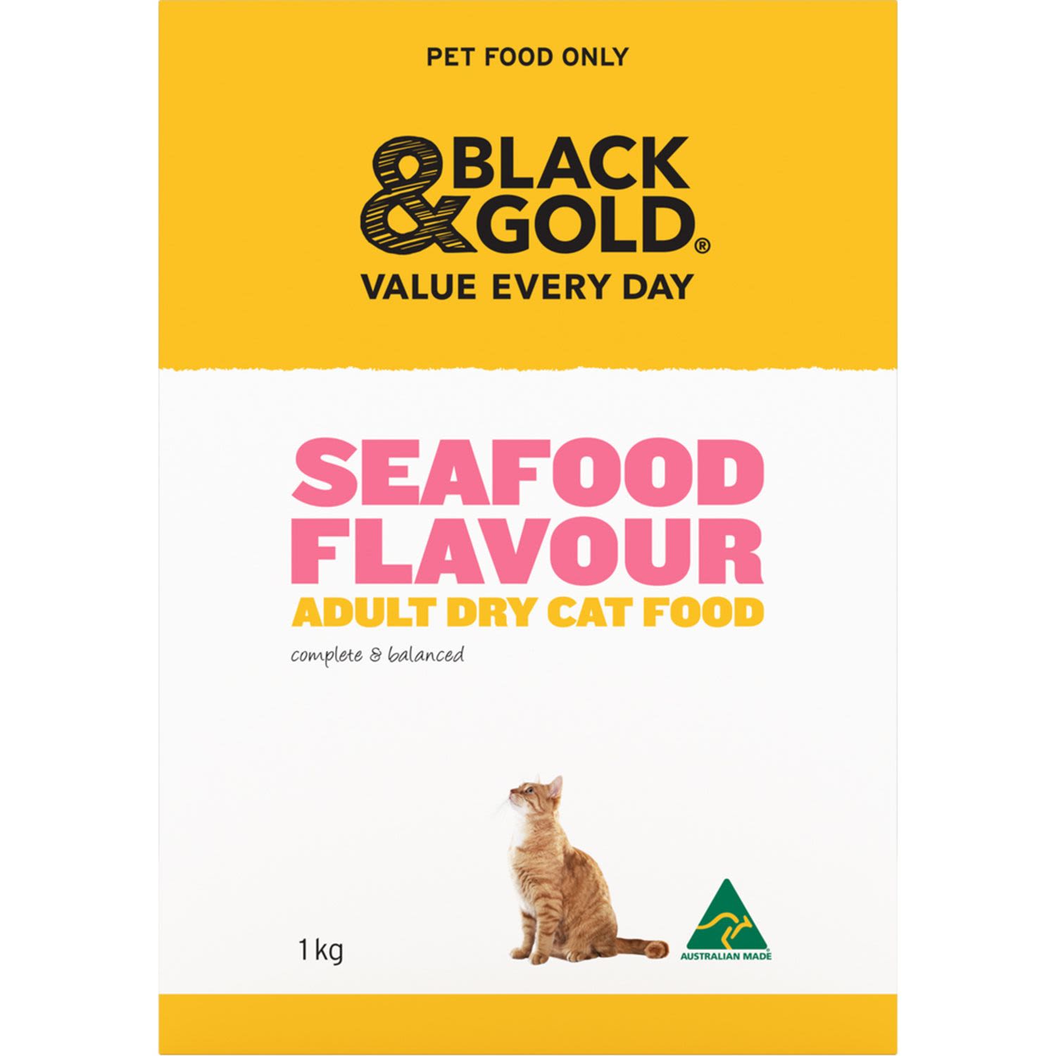Black & Gold Cat Food Dry Seafood, 1 Kilogram