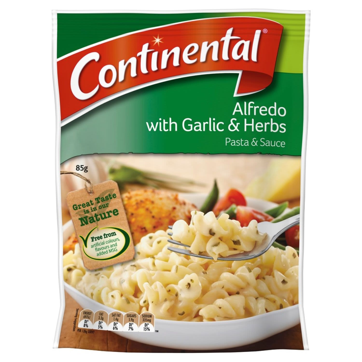 Continental Pasta & Sauce Alfredo Garlic & Herb, 85 Gram