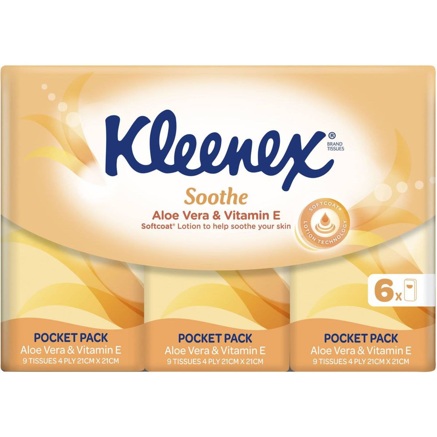 Kleenex To Go Facial Tissues Aloe Vera Pocket, 6 Each
