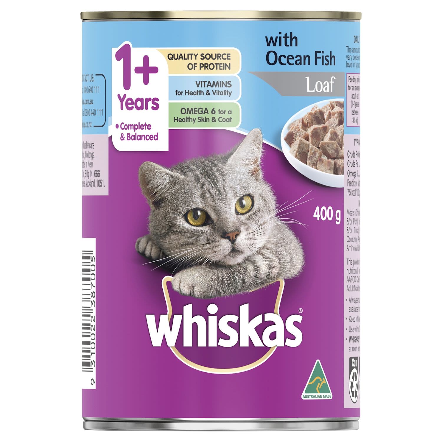 Whiskas Adult Wet Cat Food Ocean Fish Loaf Can