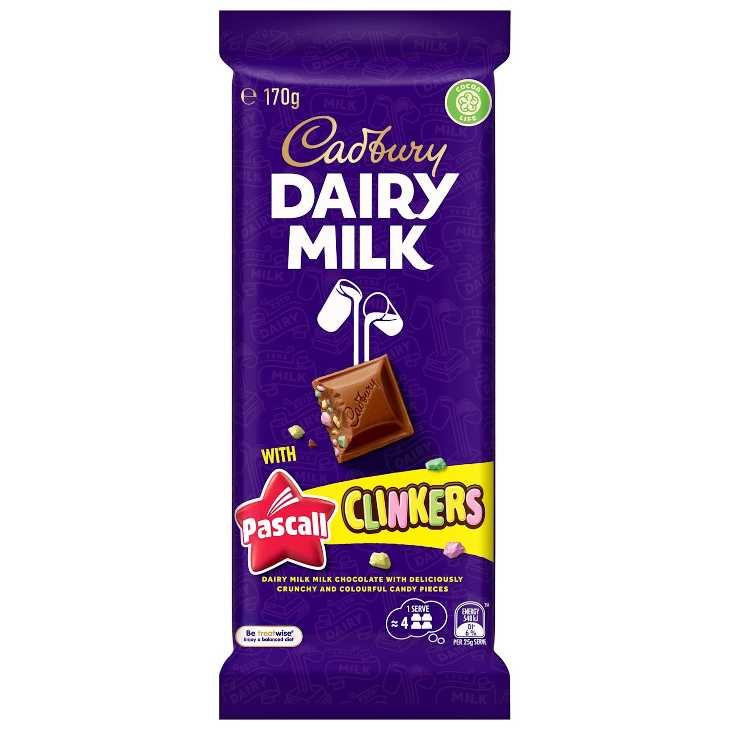 Cadbury Dairy Milk with Pascall Clinkers Chocolate Block