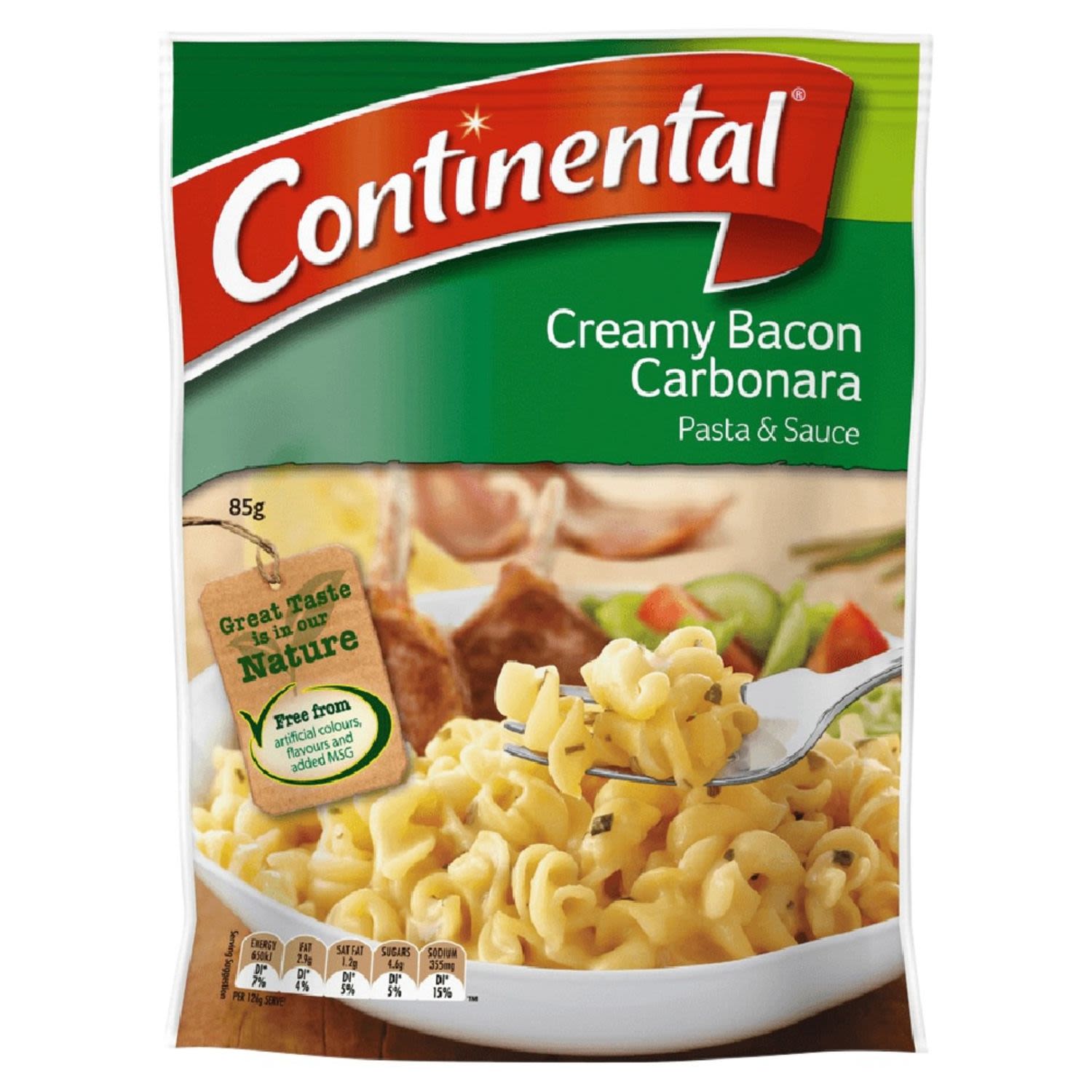 Continental Pasta & Sauce Creamy Bacon Carbonara, 85 Gram