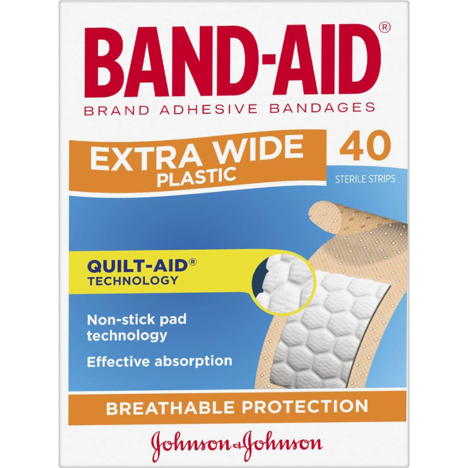 Band Aid Plaster Strips Extra Wide, 40 Each