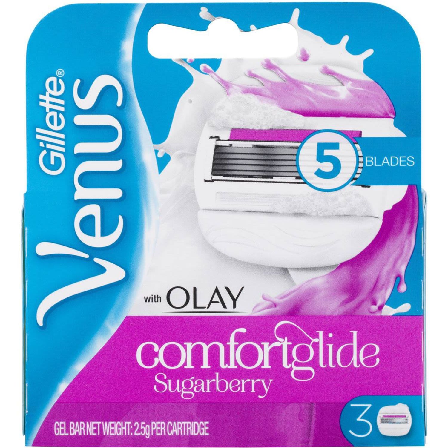 Gillette Venus Comfortglide With Olay Sugarberry Blades, 3 Each