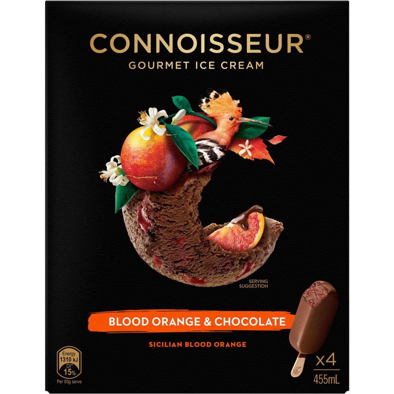 Connoisseur Ice Cream Sicilian Blood Orange & Chocolate, 4 Each