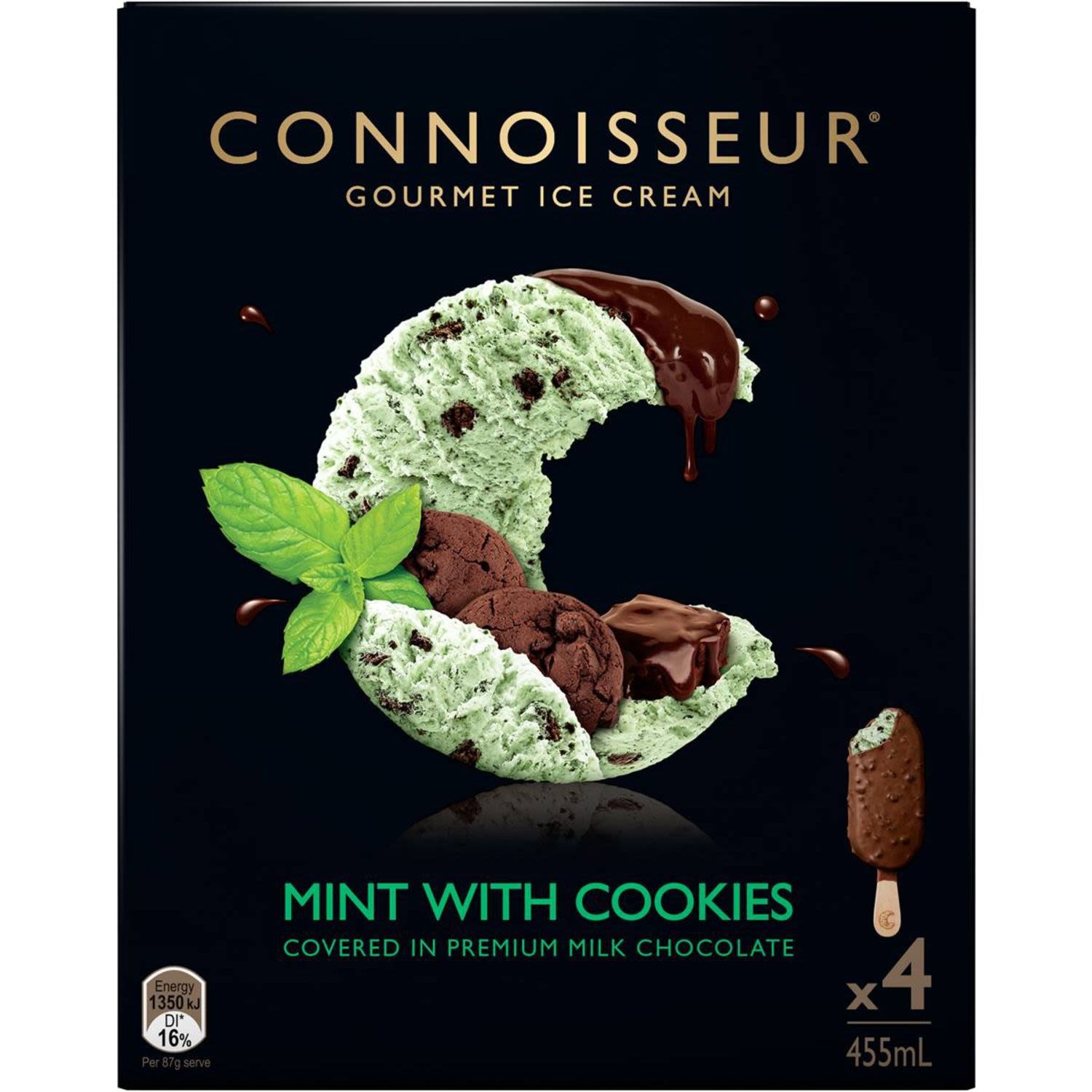 Connoisseur Ice Cream Mint Choc Cookie, 4 Each