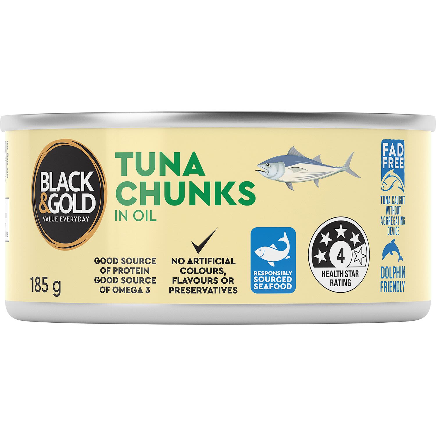Black & Gold Tuna Chunk Oil, 185 Gram