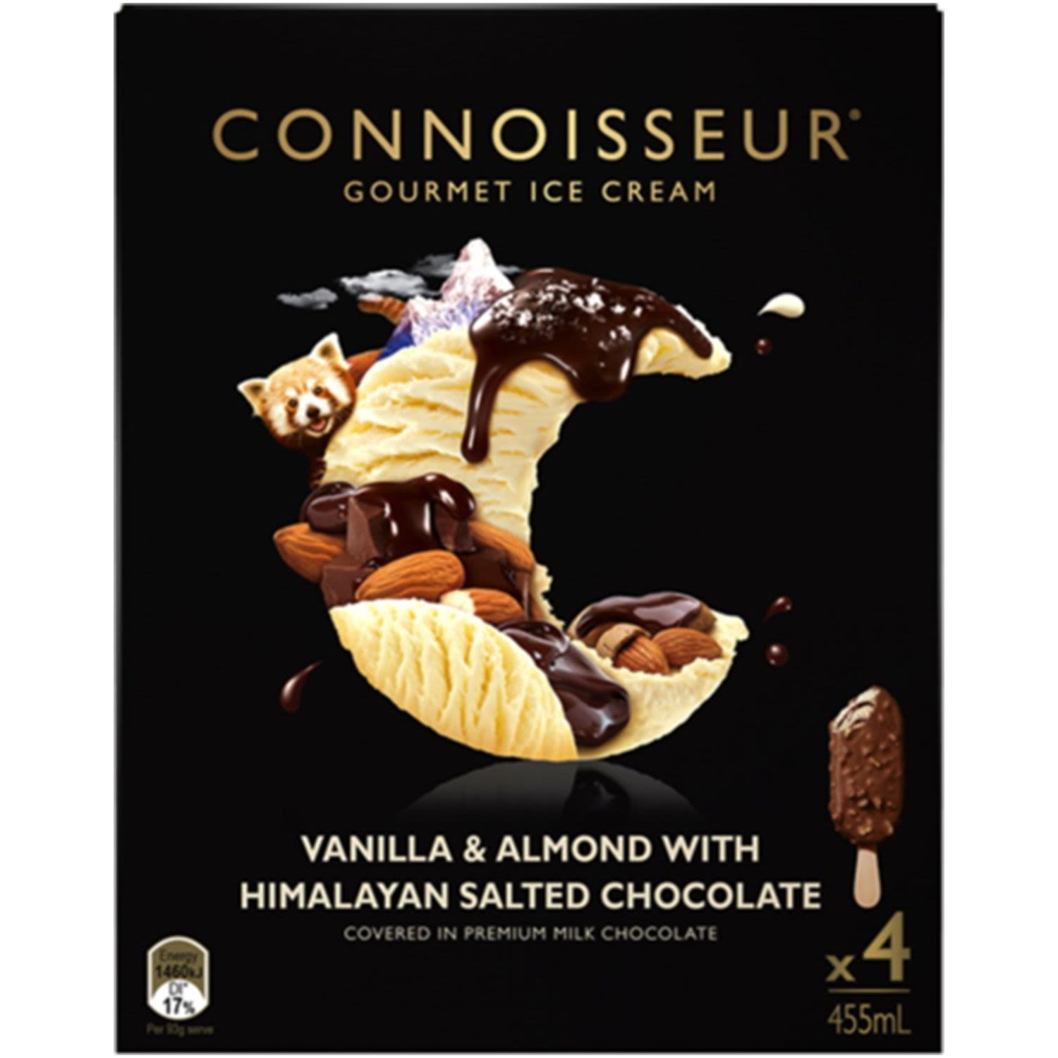 Connoisseur Ice Cream Chocolate Vanilla Almond, 4 Each