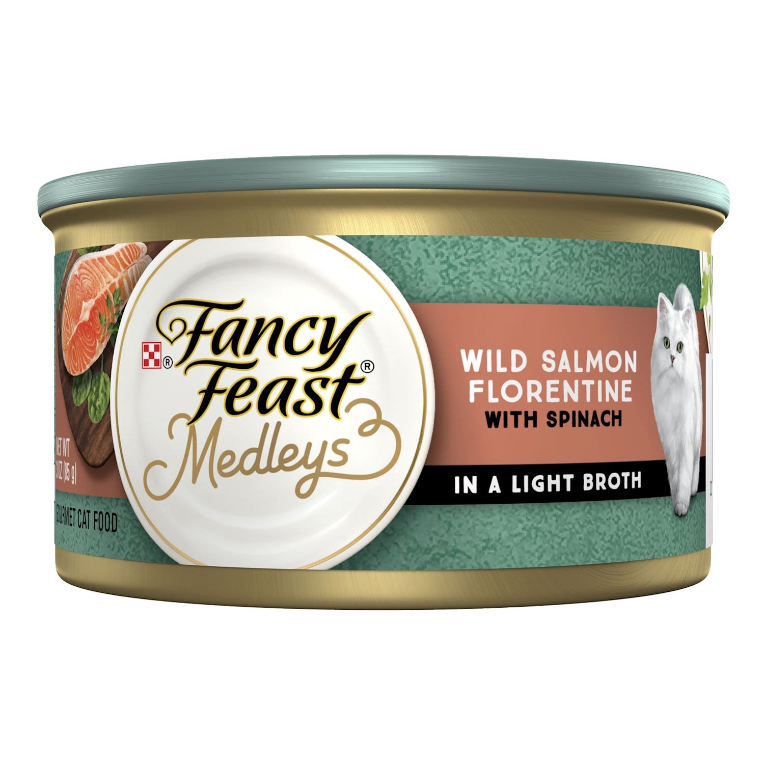 Fancy Feast Adult Medleys Wild Salmon Florentine With Garden Greens In A Delicate Sauce Wet Cat Food
