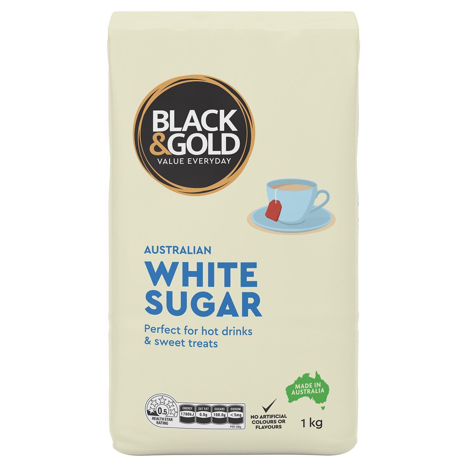 Black & Gold White Sugar, 1 Kilogram