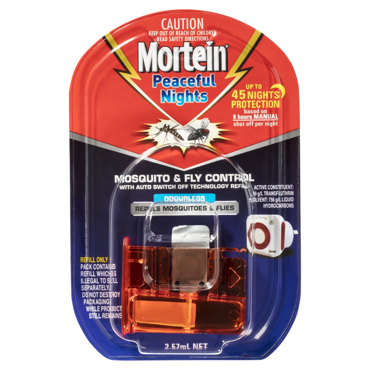 Mortein Peaceful Nights Automatic Plug In Refill Mosquito and Fly Repellent, 2.57 Millilitre