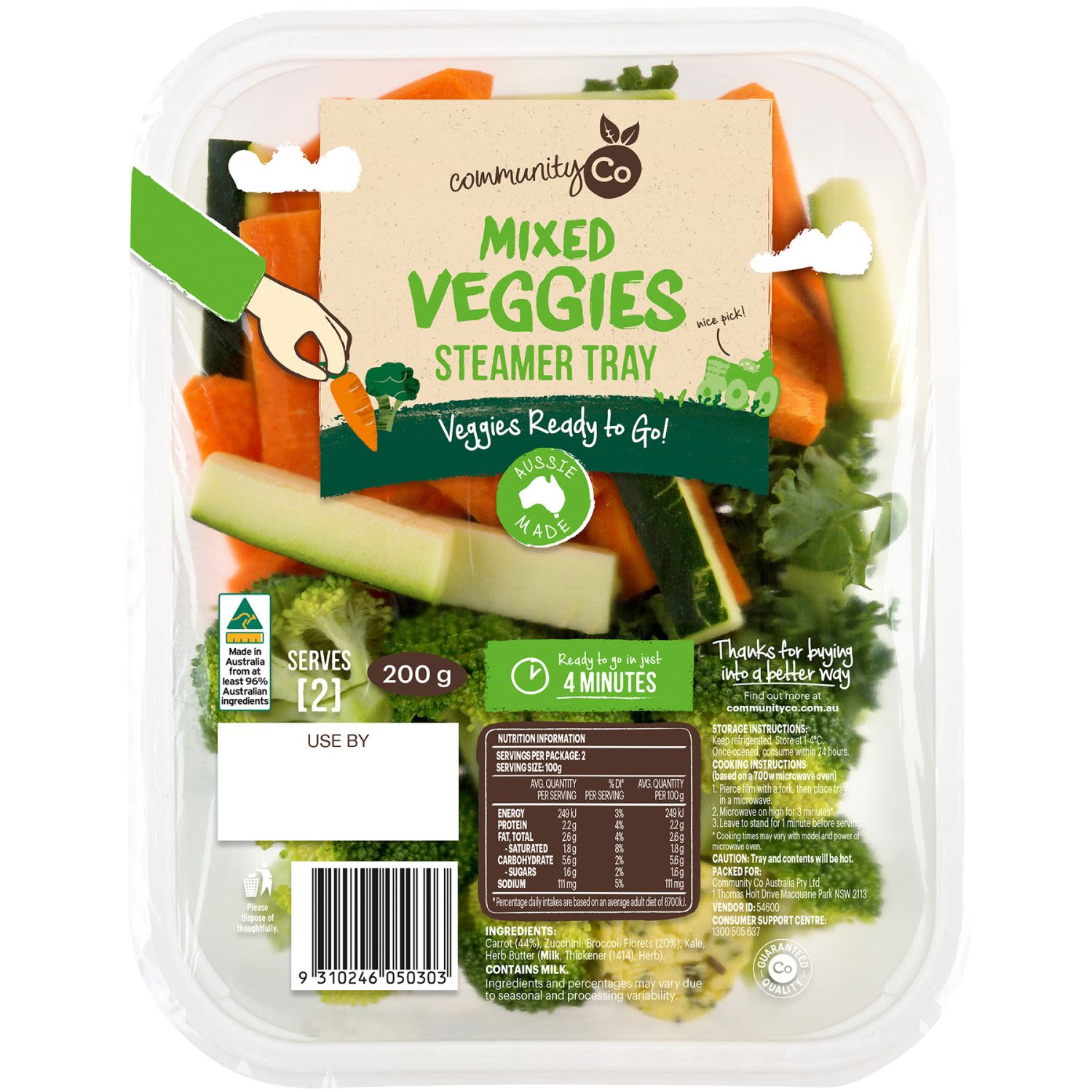 Community Co Mixed Veggies Steamer Tray, 200 Gram