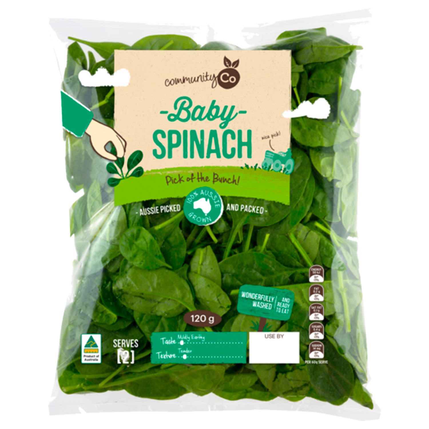 Community Co Baby Spinach, 120 Gram