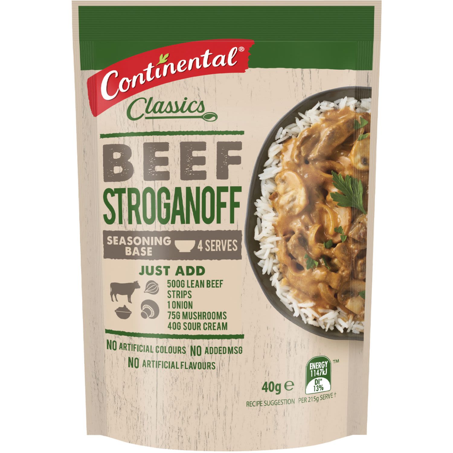 Continental Recipe Base Beef Stroganoff, 40 Gram