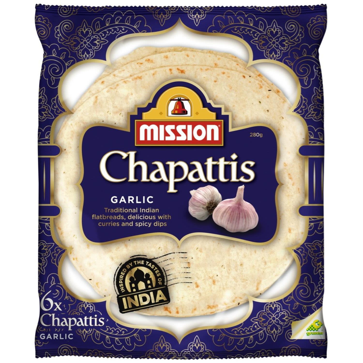 Mission Indian Garlic Chapattis, 6 Each