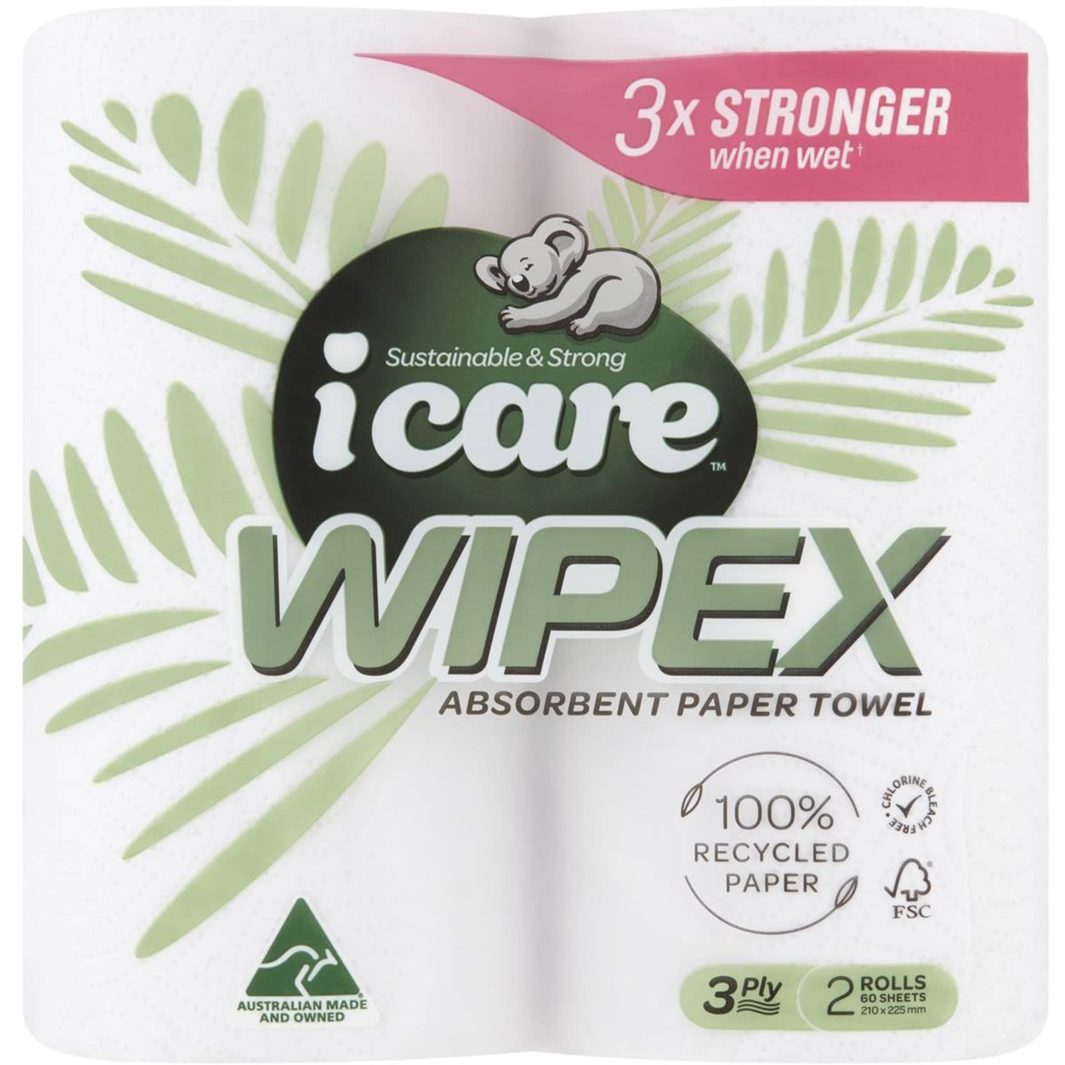 Icare Wipex Recycled Paper Towel White, 2 Each
