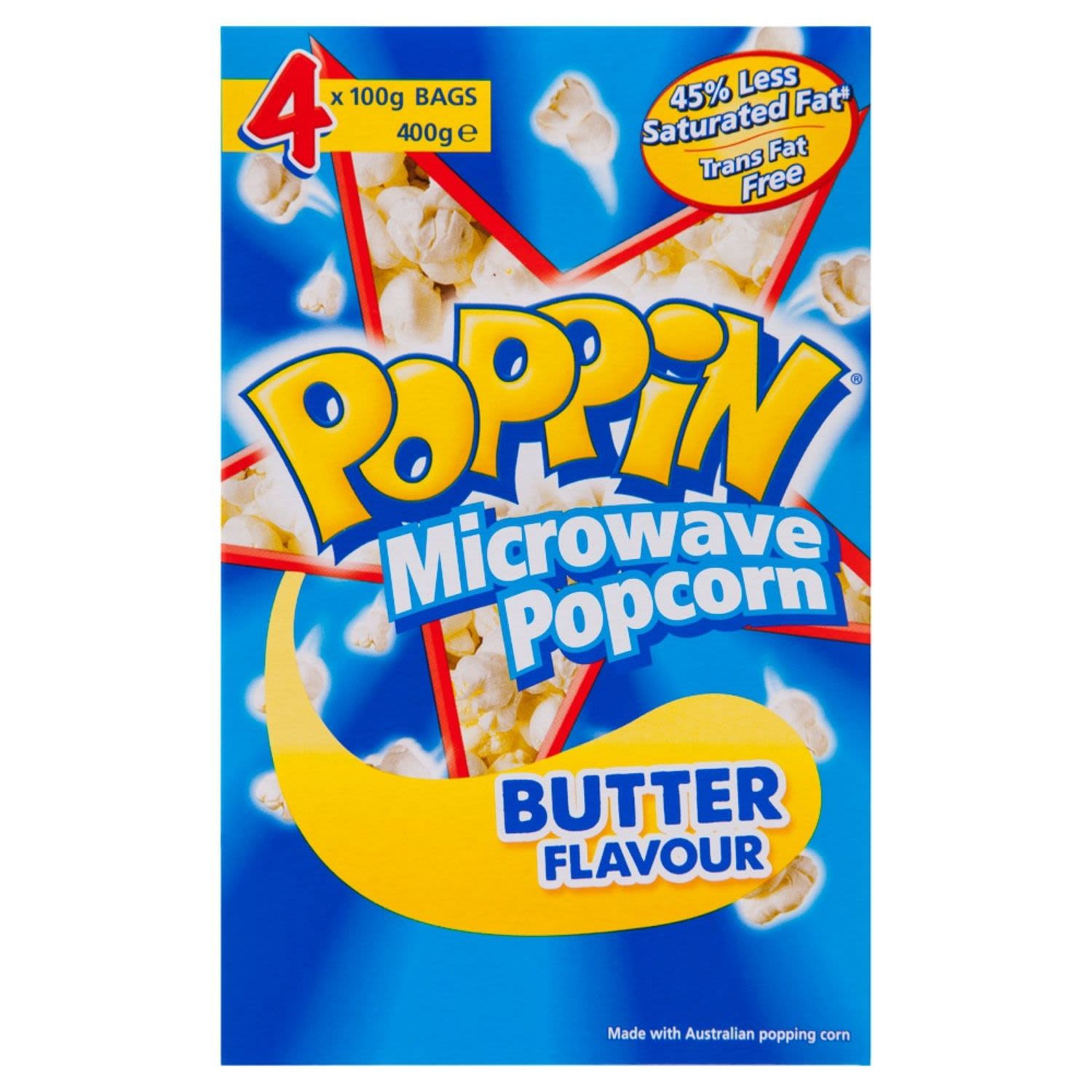 Poppin Microwave Popcorn Butter Flavour, 4 Each