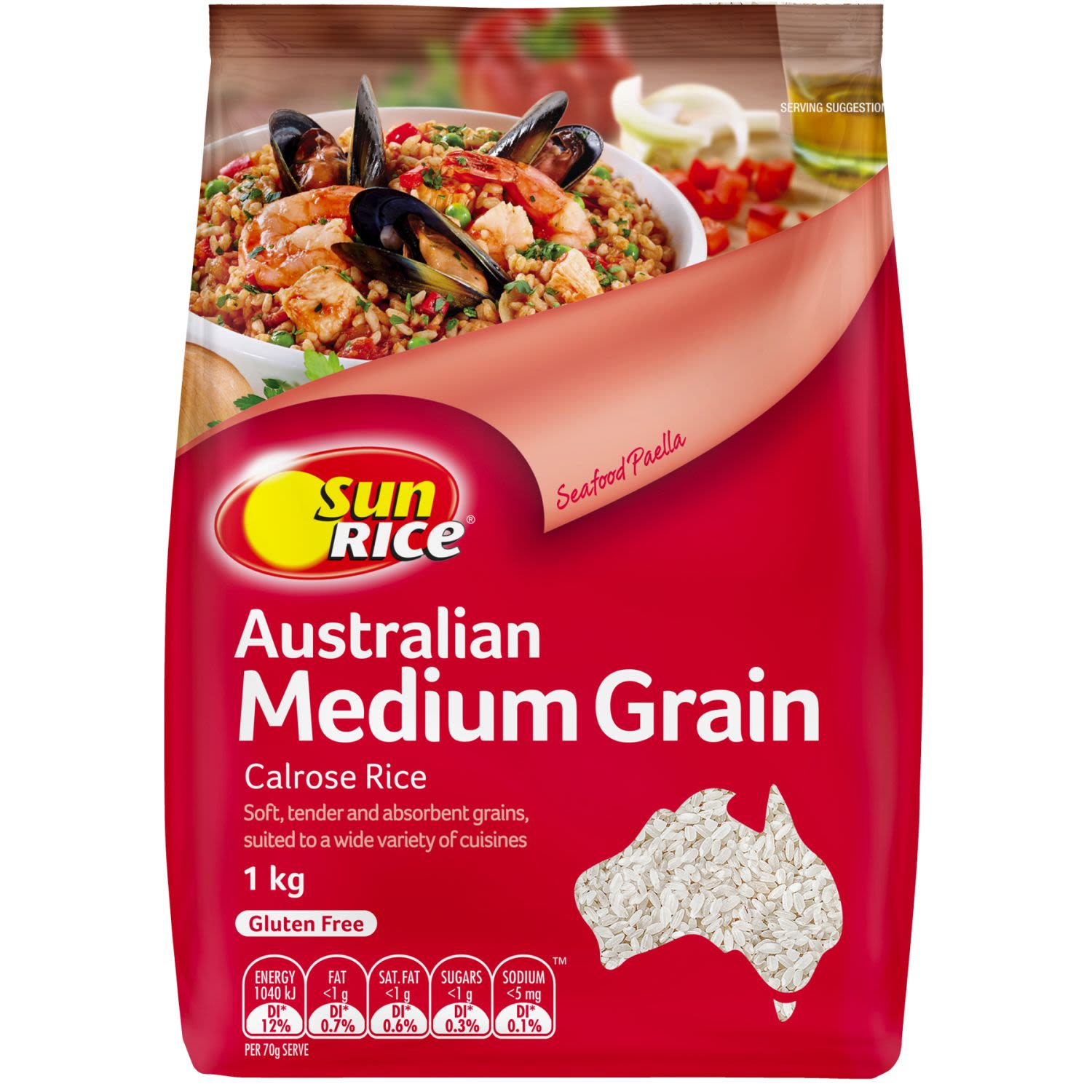 SunRice Australian Medium Grain Calrose Rice, 1 Kilogram