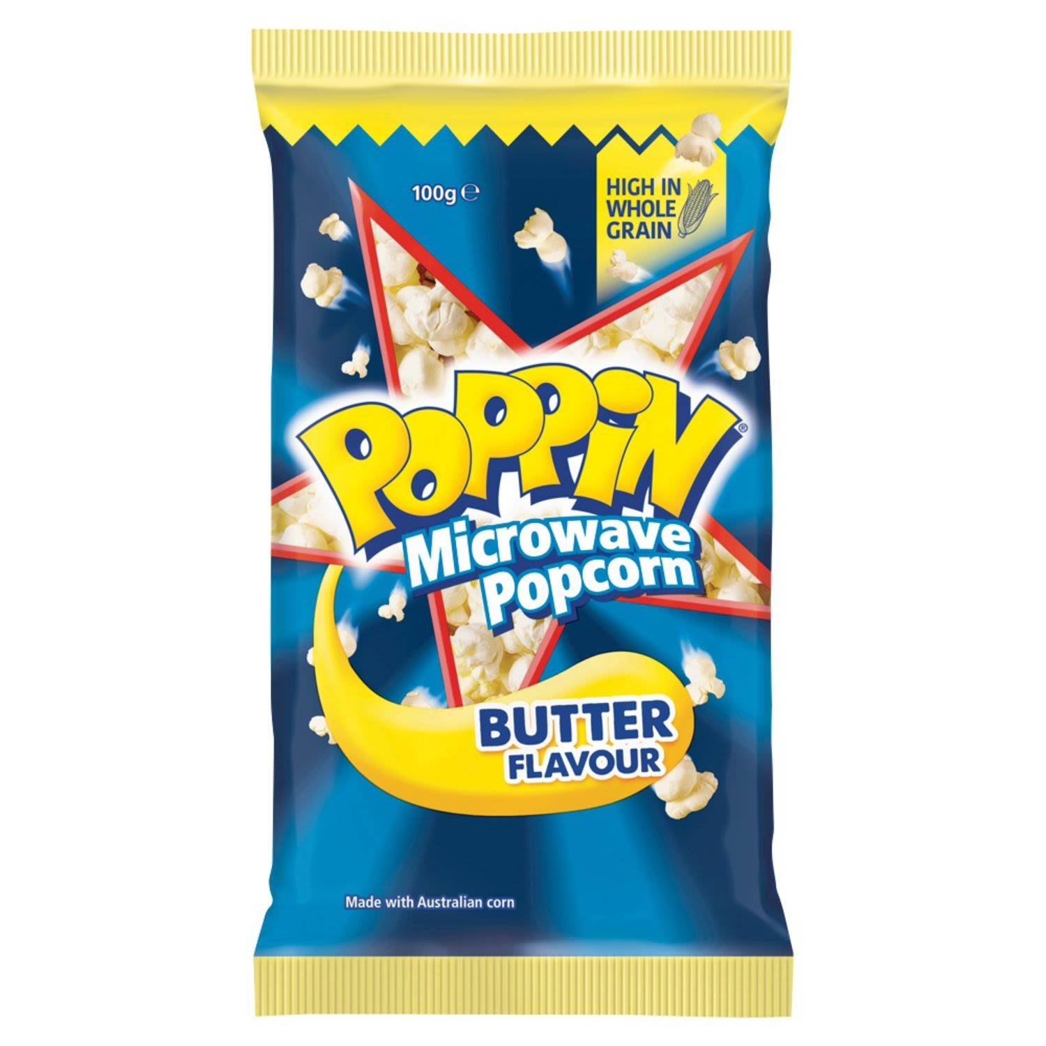 Poppin Microwave Popcorn Butter Flavour, 100 Gram