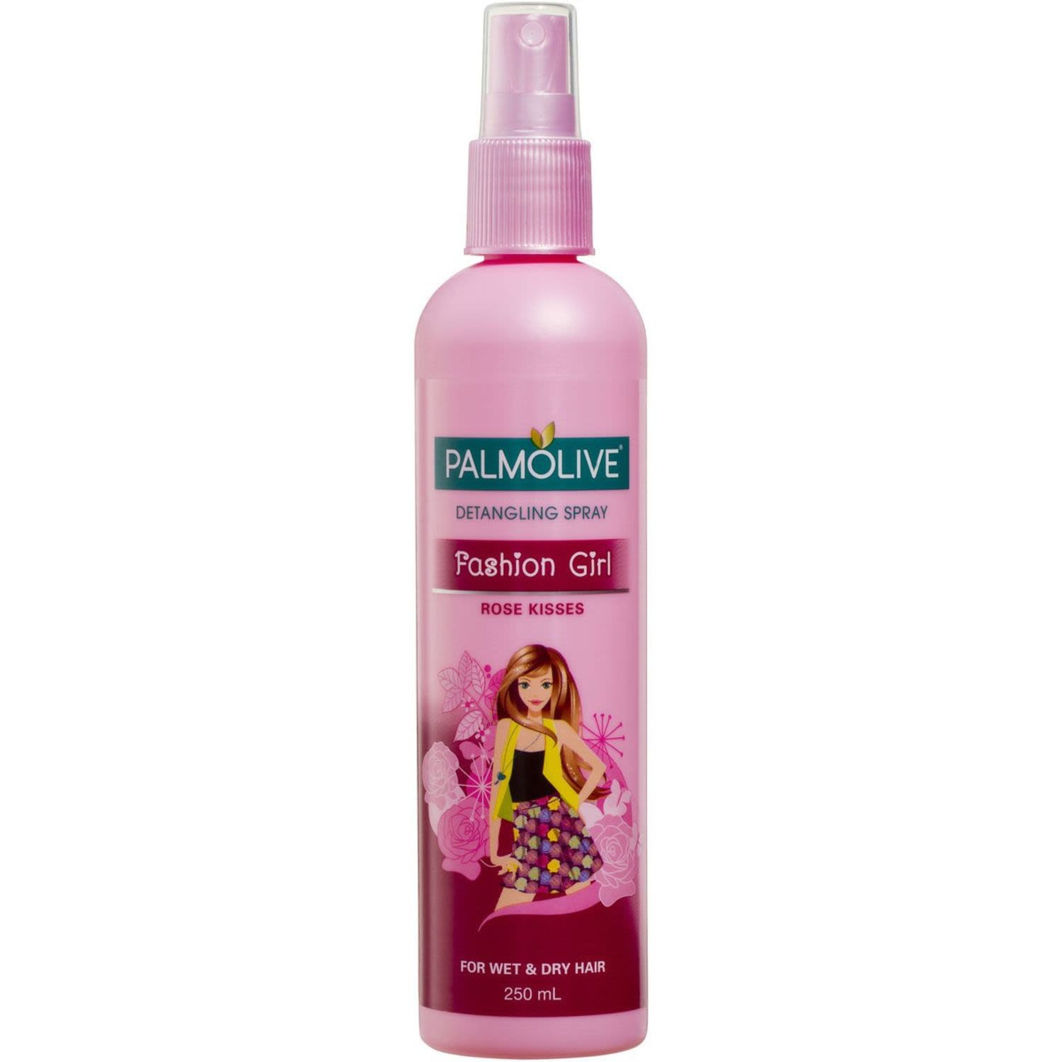 Palmolive Kids Fashion Girl Hair Detangling Spray Rose Kisses For Wet & Dry Hair Trolls Poppy, 250 Millilitre
