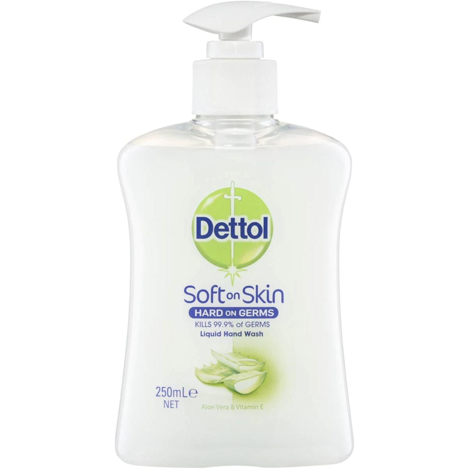 Dettol Antibacterial Liquid Hand Wash Pump Aloe Vera And Vitamin E, 250 Millilitre
