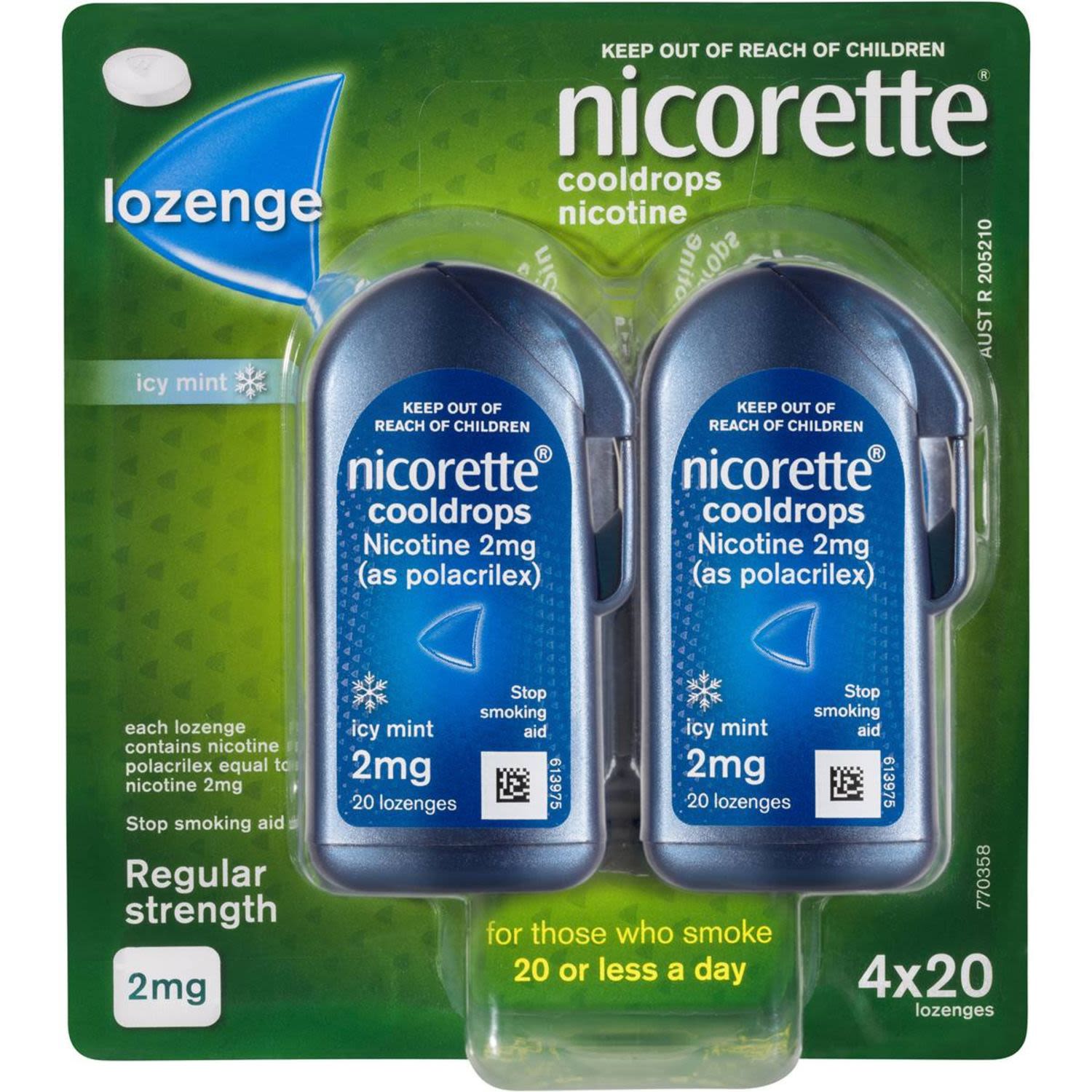 Nicorette Quit Smoking Regular Strength Icy Mint Lozenges 2 Mg, 80 Each