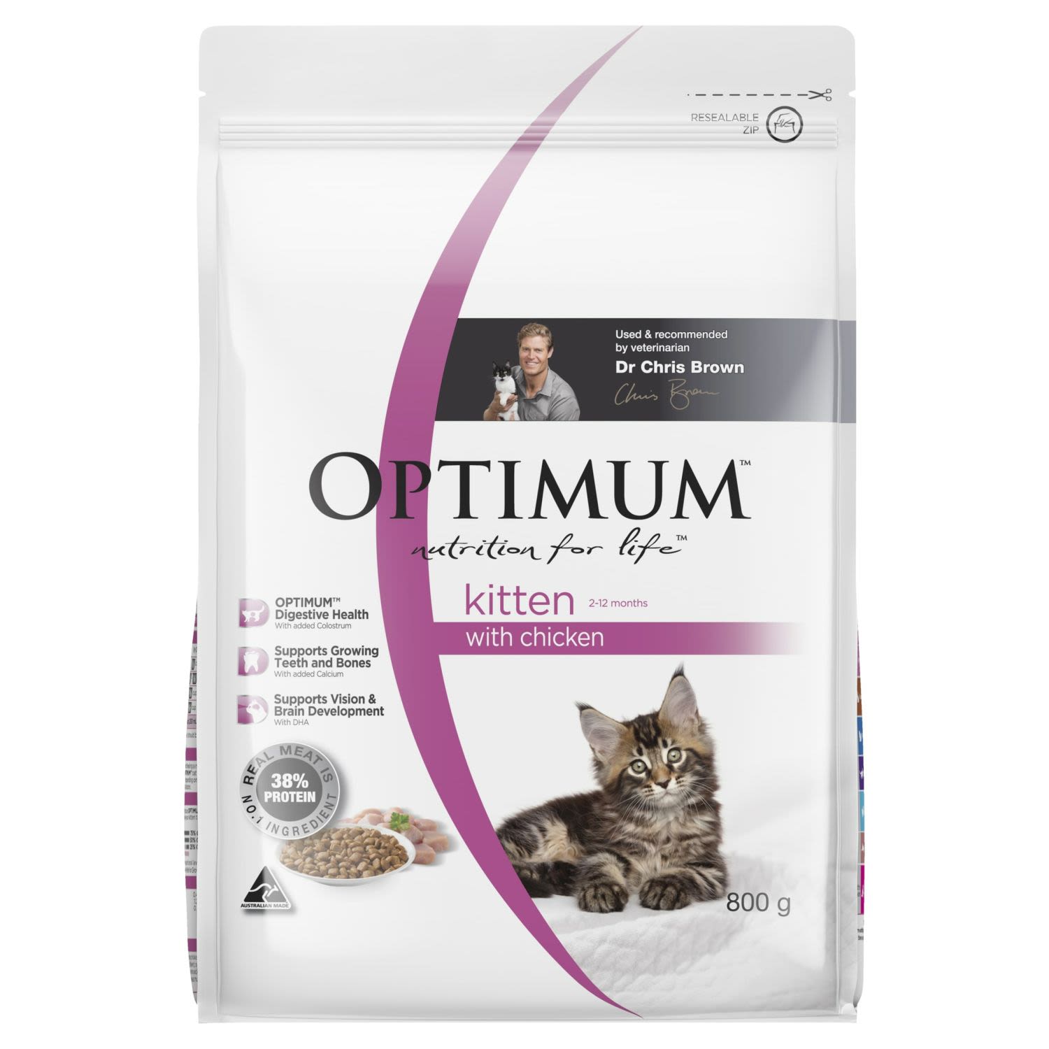 Optimum Kitten Dry Cat Food Chicken , 800 Gram
