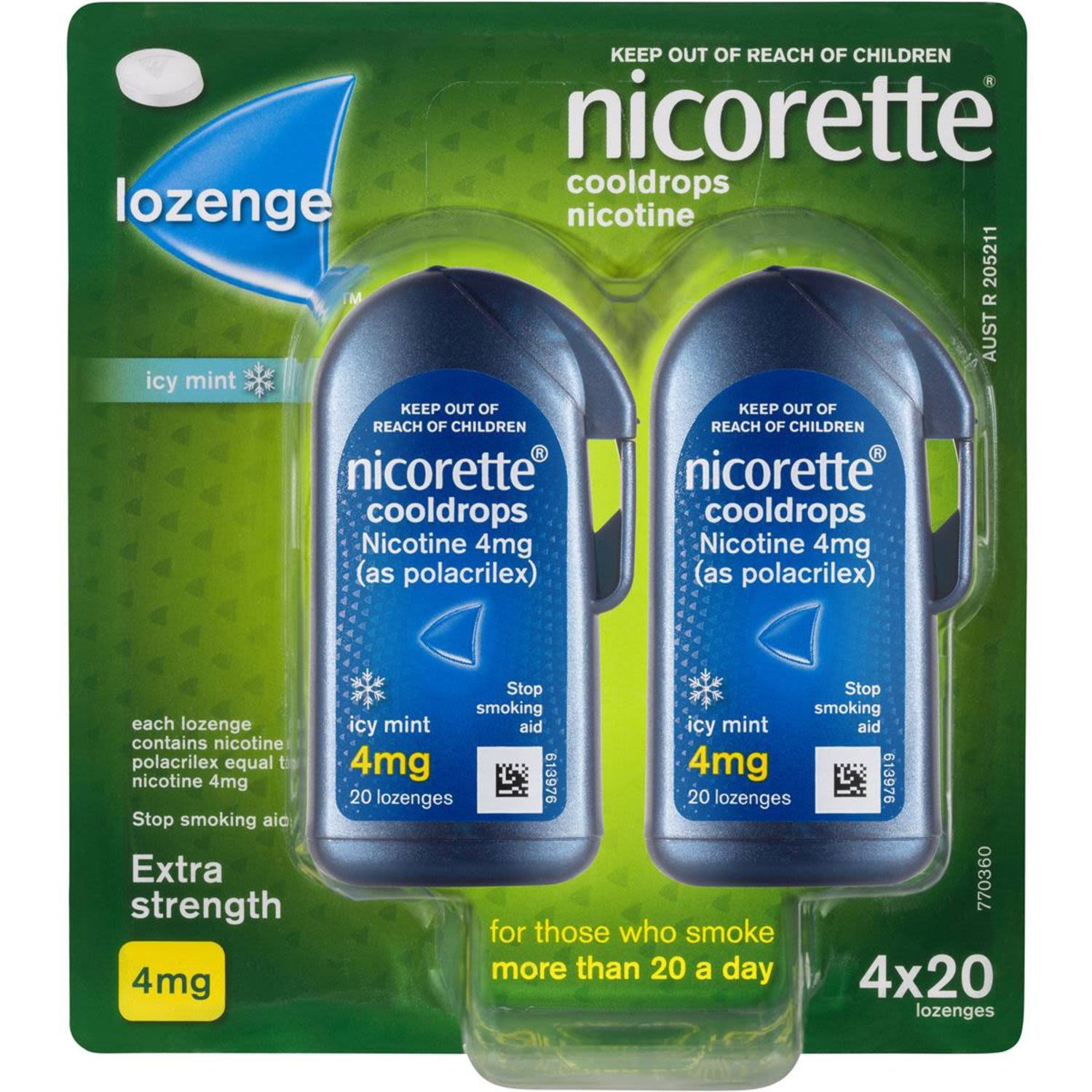 Nicorette Quit Smoking Extra Strength Icy Mint Lozenges 4 Mg, 80 Each