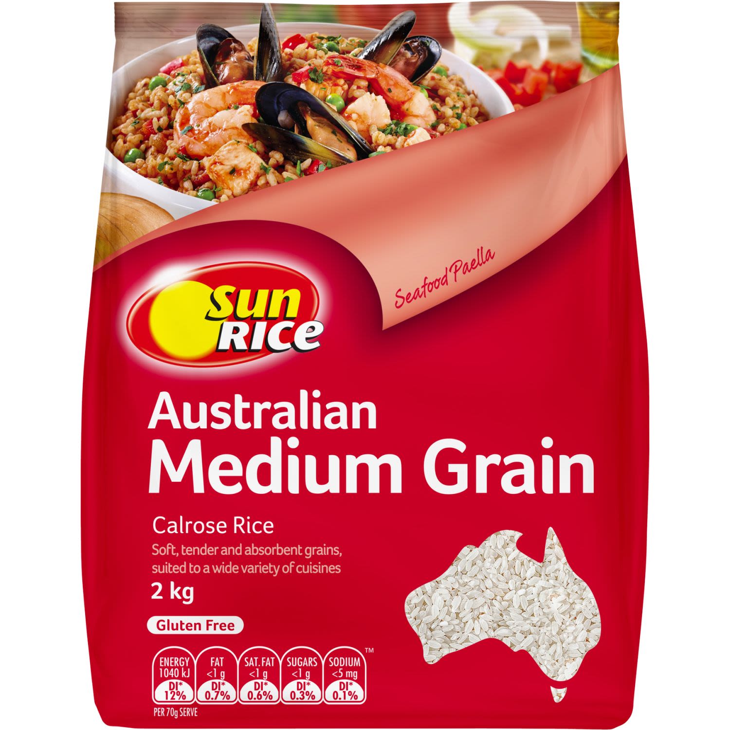 SunRice Australian Medium Grain Calrose Rice, 2 Kilogram