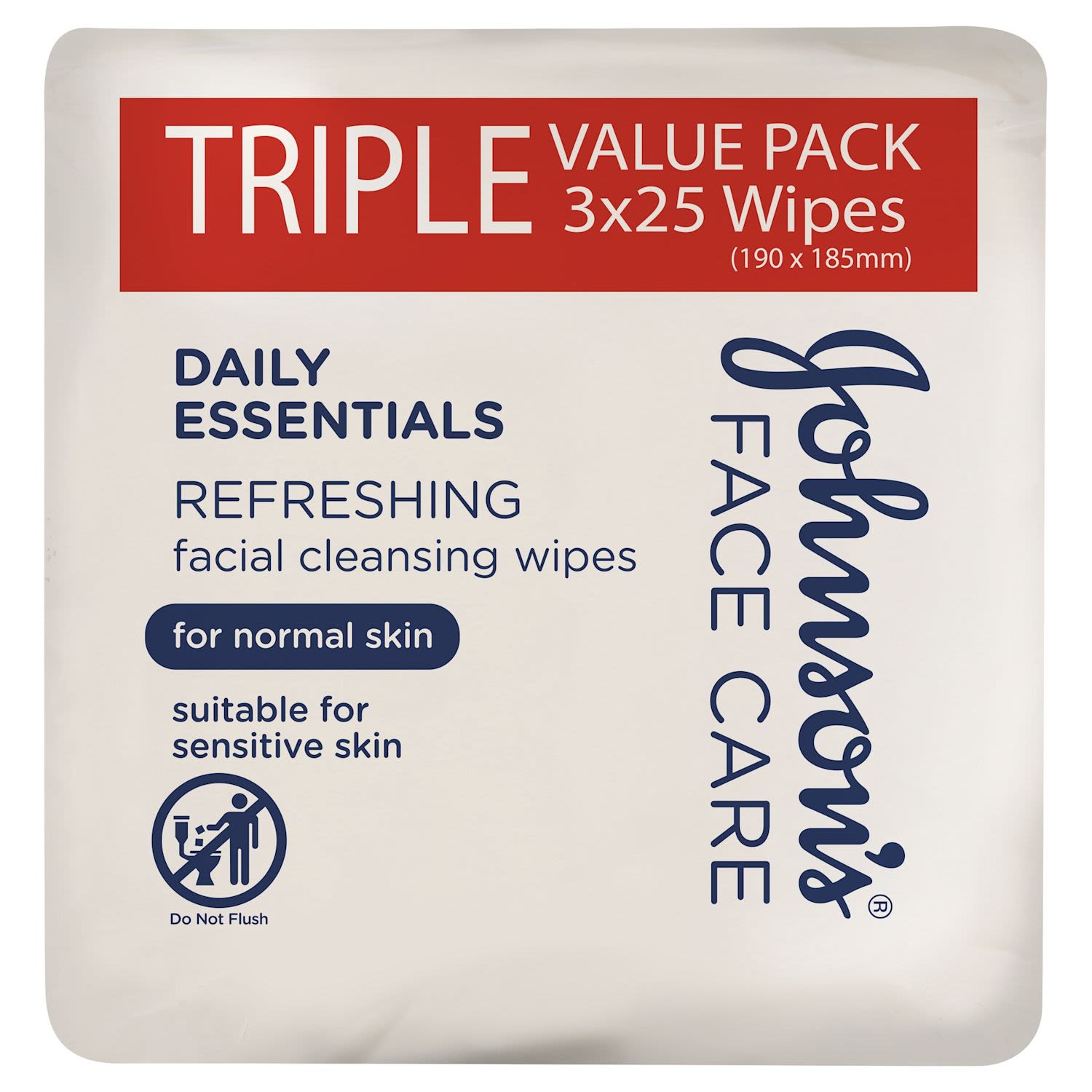 Johnson's Daily Essentials Facial Cleansing Wipes Normal Skin 25 Pack