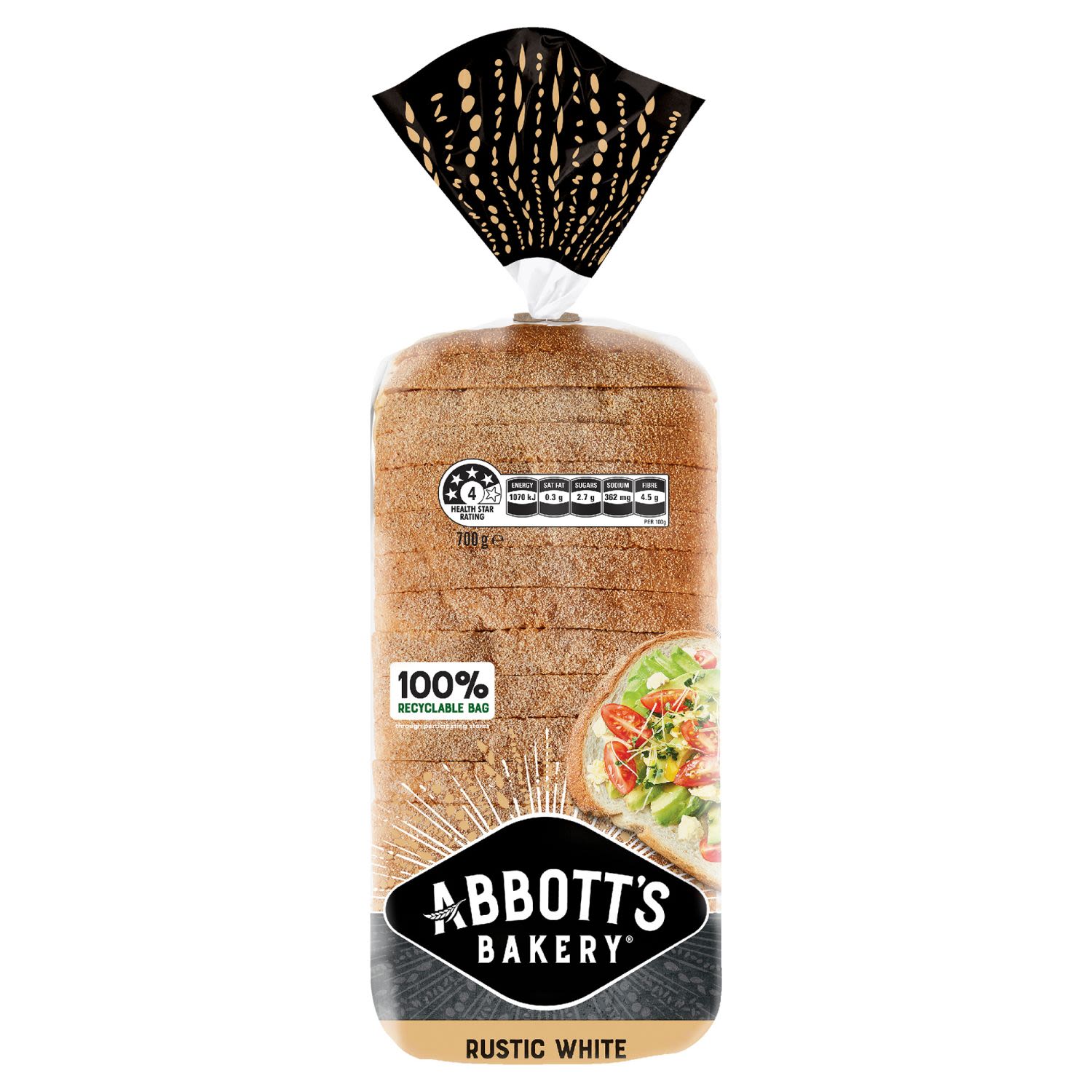Abbott's Bakery Rustic White Bread, 700 Gram