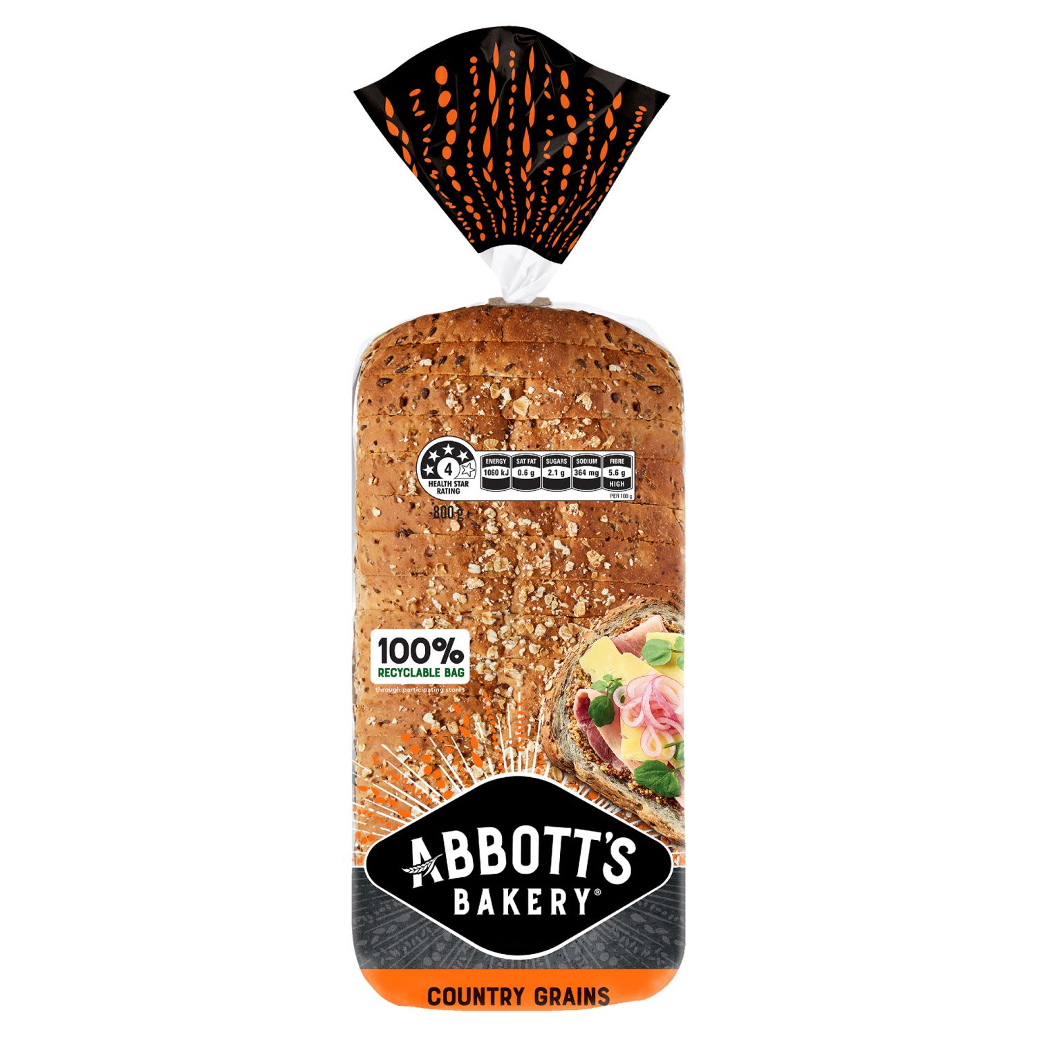 Abbott's Bakery Country Grains Bread, 800 Gram