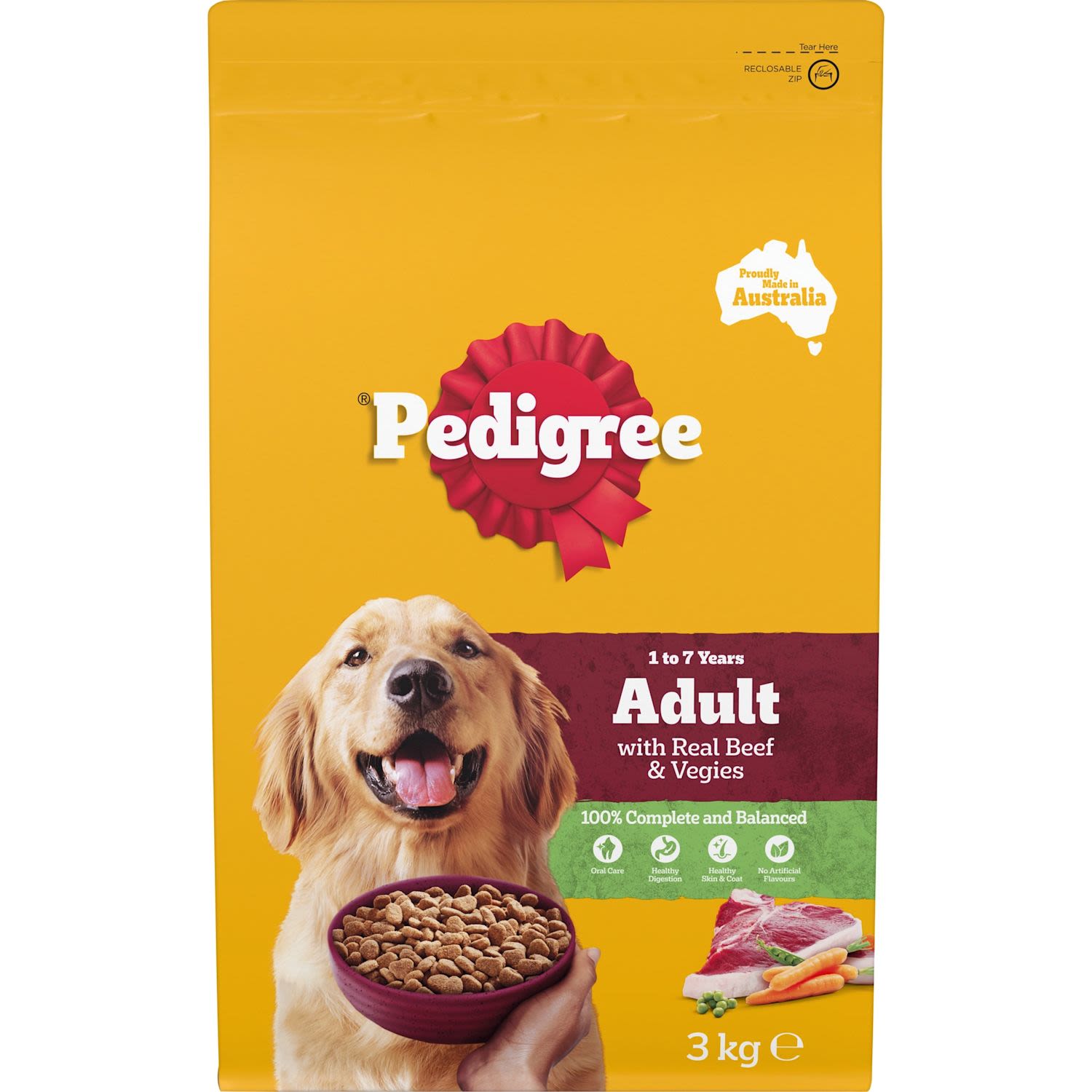 Pedigree Medium AdultDry Dog Food With Real Beef & Vegies