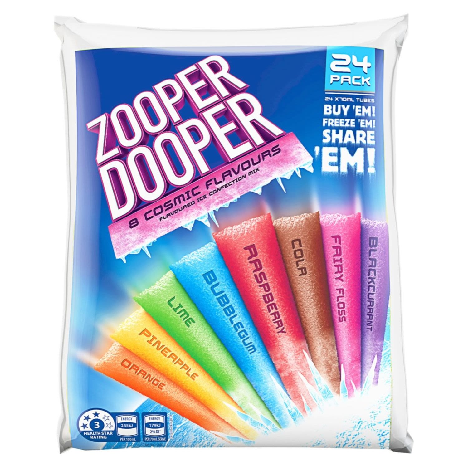Zooper Dooper 8 Cosmic Flavours, 24 Each