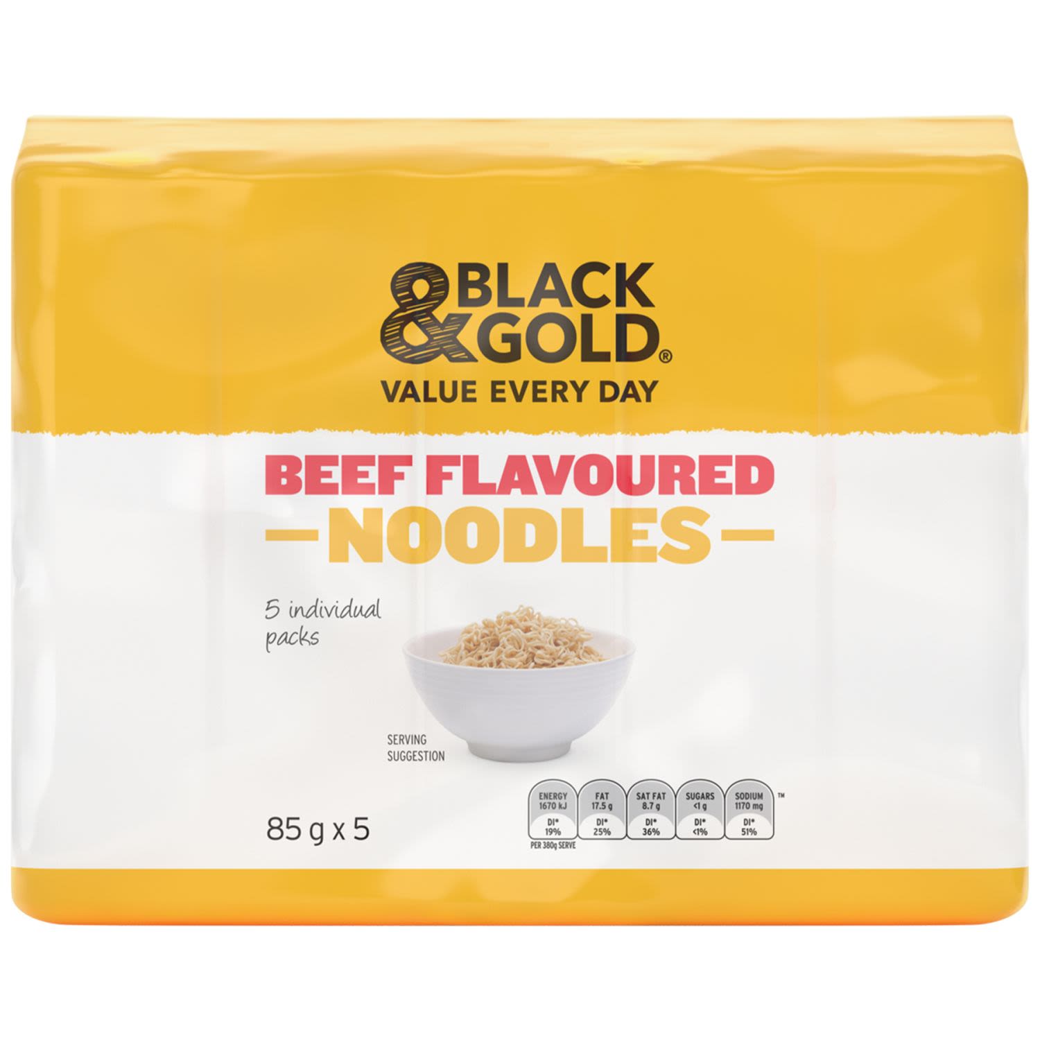 Black & Gold Beef Noodle, 5 Each