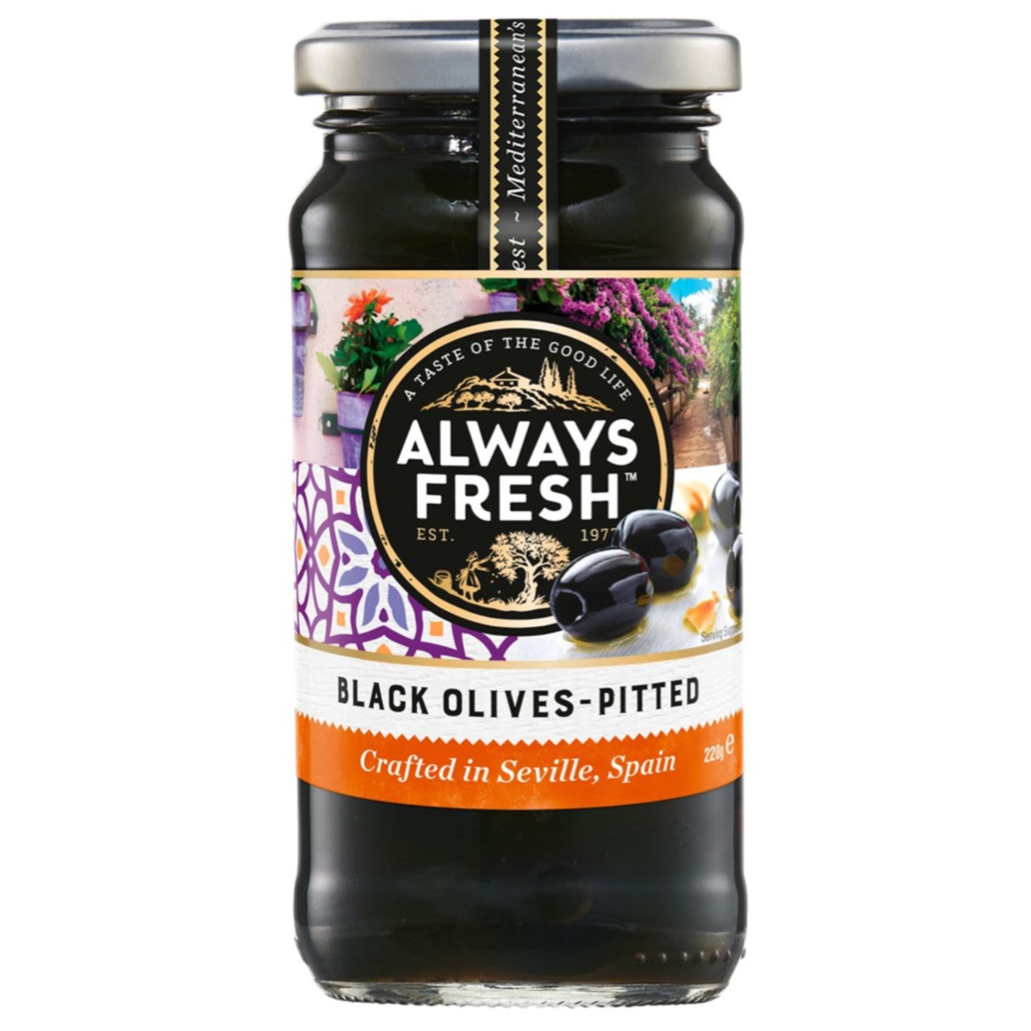 Always Fresh Artisan Collection Black Olives Pitted, 220 Gram