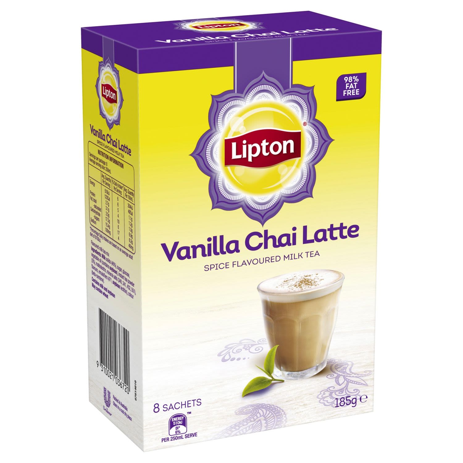 Lipton Tea Sachets Chai Latte Vanilla, 8 Each