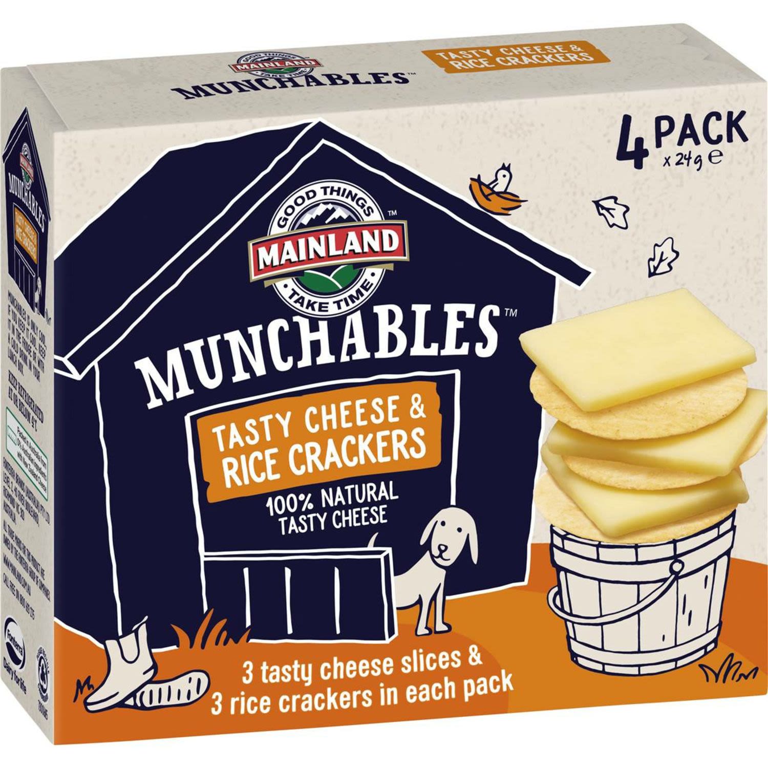 Mainland Munchable Tasty Cheese Rice Crackers, 4 Each