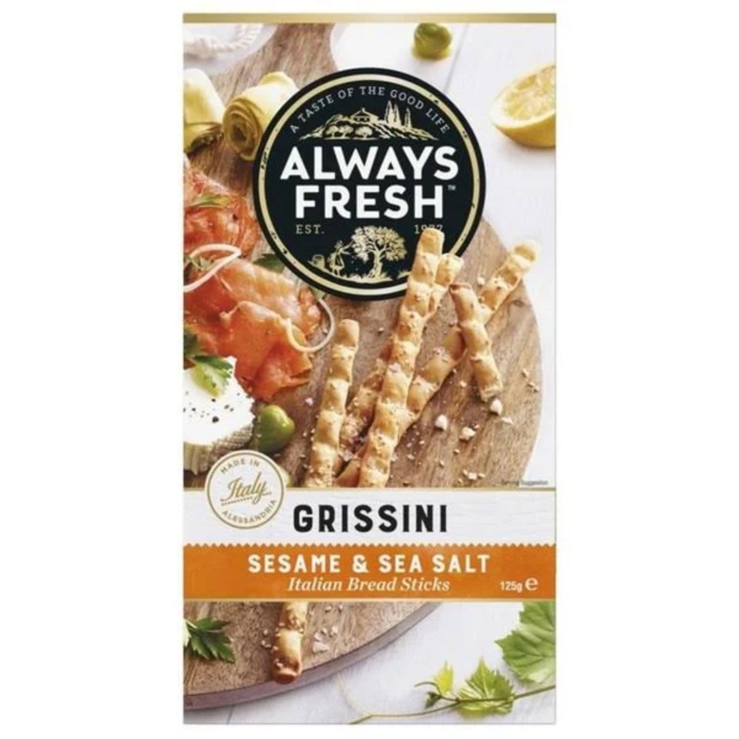 Always Fresh Grissini Crispbread Sesame And Sea Salt, 125 Gram