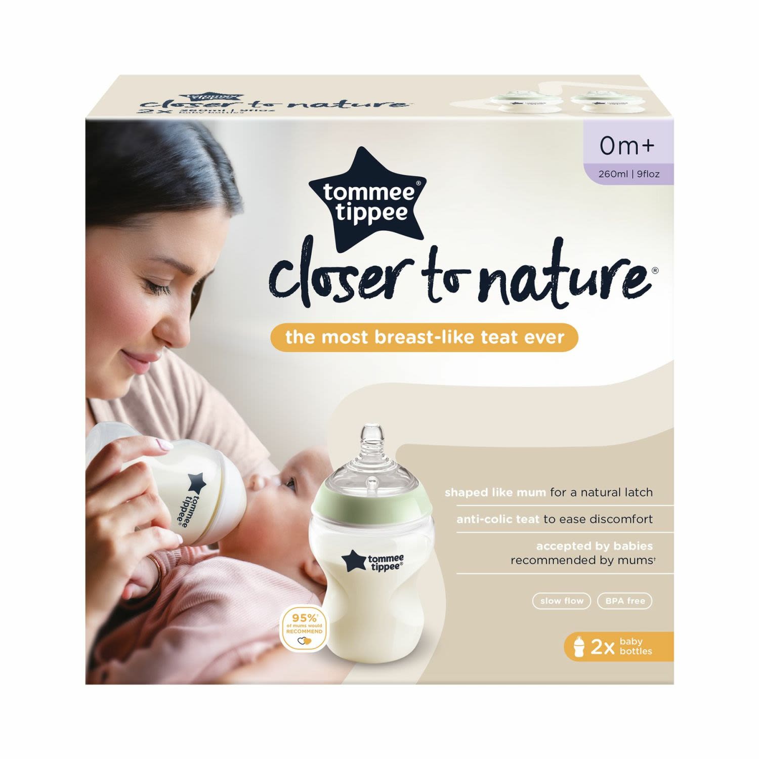 Closer To Nature Bottle 260ml, 2 Each