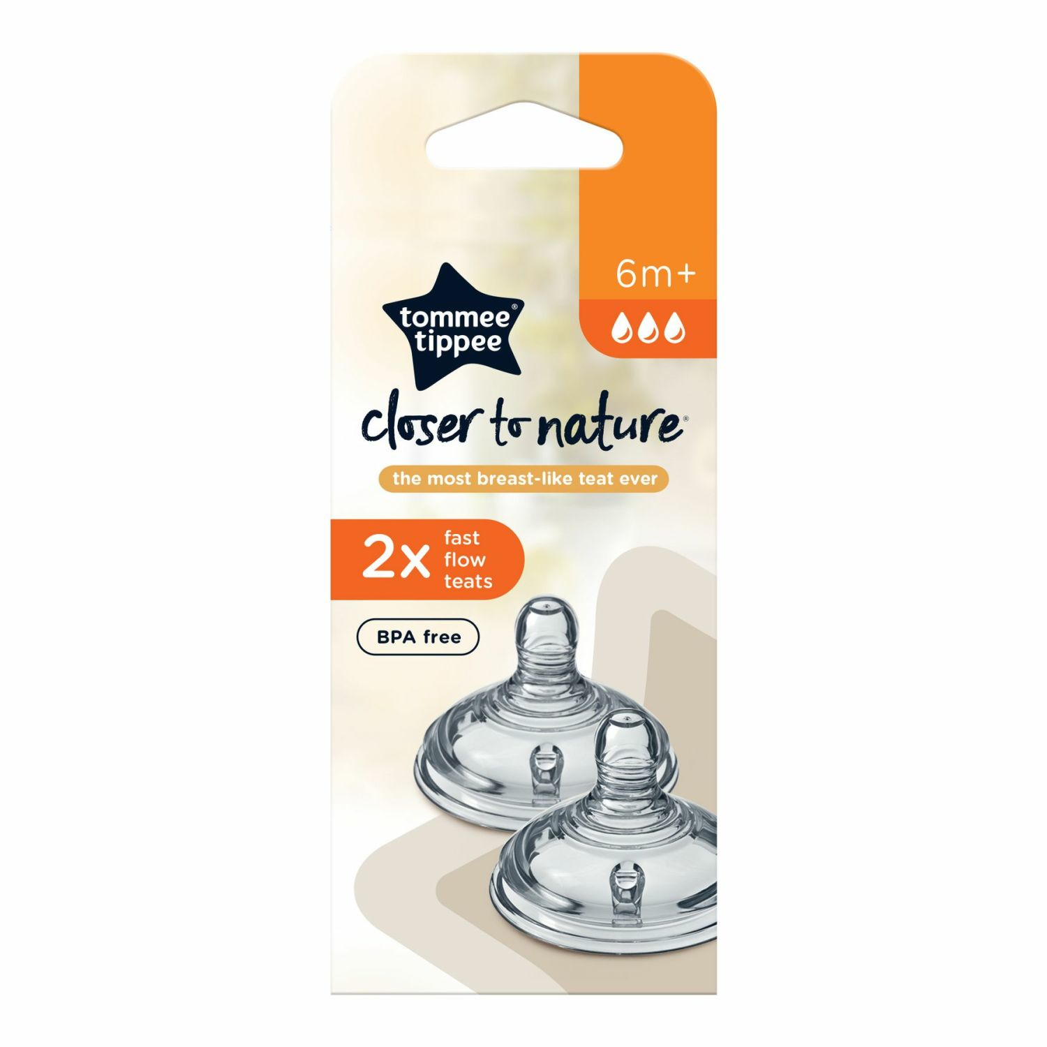Tommee Tippee Closer to Nature Fast Flow Teats, 2 Each