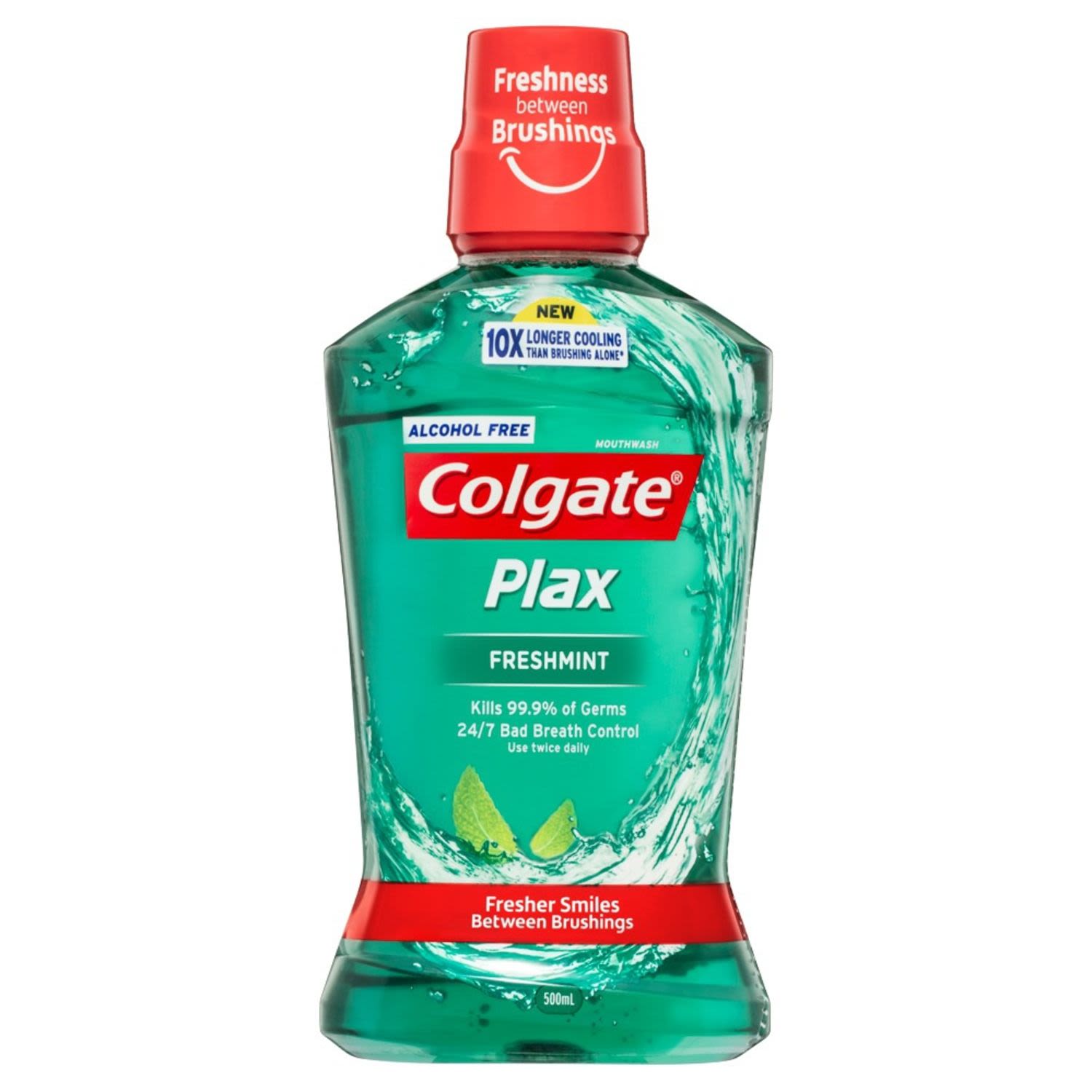 Colgate Plax Antibacterial Alcohol Free Mouthwash kills 99.9% of germs and provides 24/7 bad breath control when used twice daily. Colgate Plax provides a cooling sensation that lasts 10x longer than brushing alone. Use twice daily for a healthier, fresher mouth.

When used after proper brushing and flossing, Colgate Plax mouthwash helps deliver a plaque-control system. It works to further rid the mouth of bacteria that may linger on the tongue and inner cheeks, and helps stop new plaque from forming on and between teeth, as well as just below the gum-line. Colgate Plax forms a protective barrier shield to neutralise the effects of bacteria and plaque for 12 hours.

Start your day with great fresh breath, protecting your mouth from bacteria and plaque for up to 12 hours. Finish your day with Colgate Plax to help ensure better Oral Hygiene and fresher start for the following morning. Clinically tested by dentists.


What is bad breath? Bad breath, also known as Halitosis, is foul-smelling breath.

What causes bad breath? Bad breath (halitosis) can be caused by a number of things including poor oral hygiene, the foods you eat (garlic and onions, in particular), smoking, alcohol, gum disease, diabetes, dry mouth, sinus or throat infections and gastrointestinal issues.

Top 3 ways to treat bad breath:
Brush teeth twice a day with a fluoride toothpaste and floss daily.
Use a tongue scraper to eliminate odour-causing bacteria on the tongue.
Visit the dentist twice a year for cleanings and checkups.

Mouthwash for bad breath: Colgate Plax provides a cooling sensation that lasts 10X longer than brushing alone and offers 24/7 bad breath control, with twice daily use.<br /> <br />