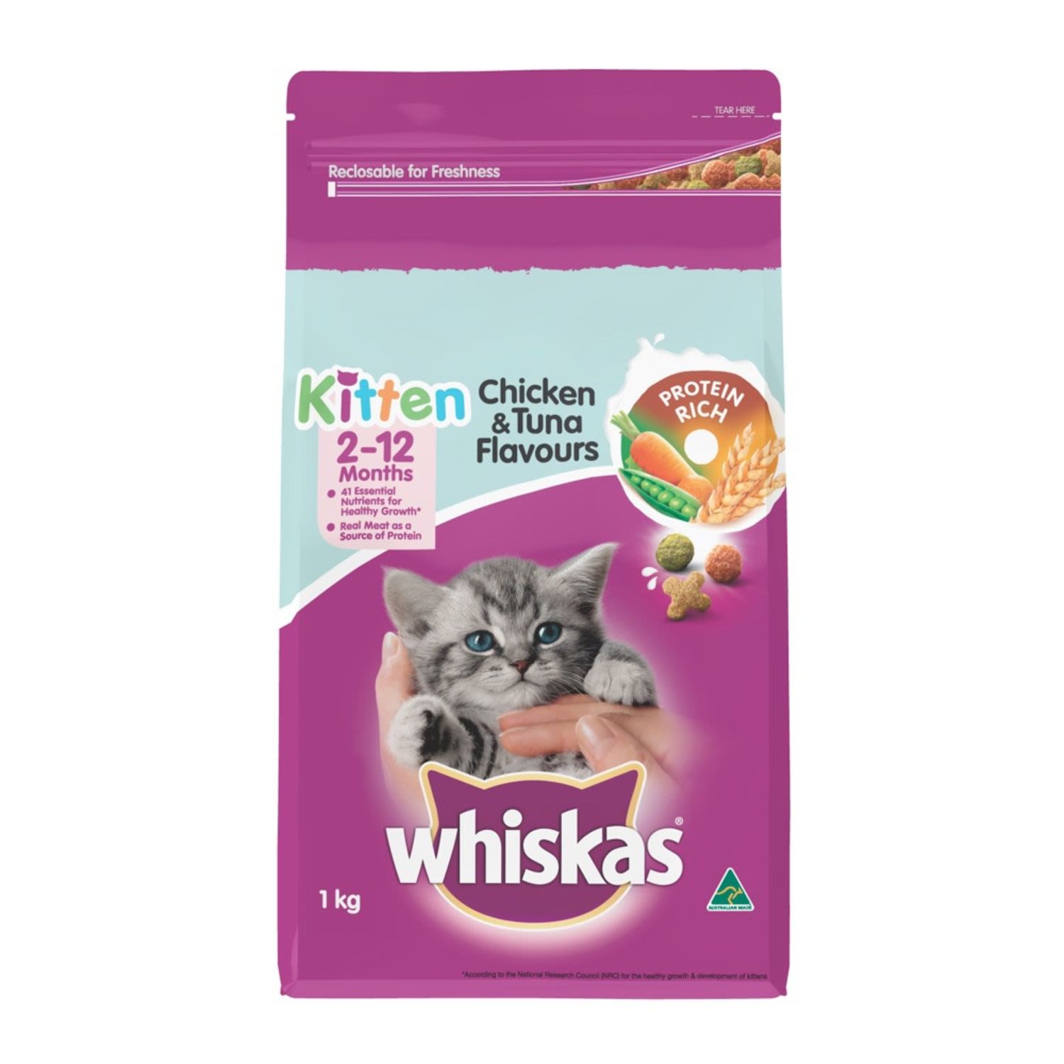 Whiskas Kitten Dry Cat Food Chicken & Tuna, 1 Kilogram