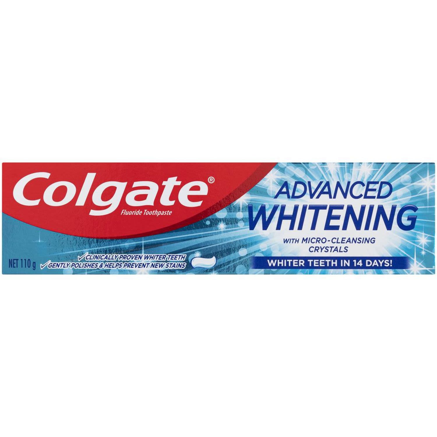 Colgate Advanced Whitening Fluoride Whiter Teeth Toothpaste, 110 Gram