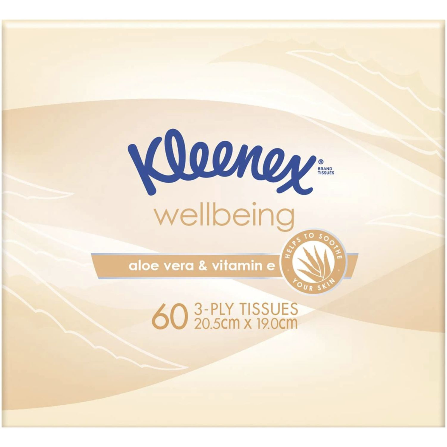 Kleenex Wellbeing Facial Tissues Aloe Vera & Vitamin E 3-Ply, 60 Each