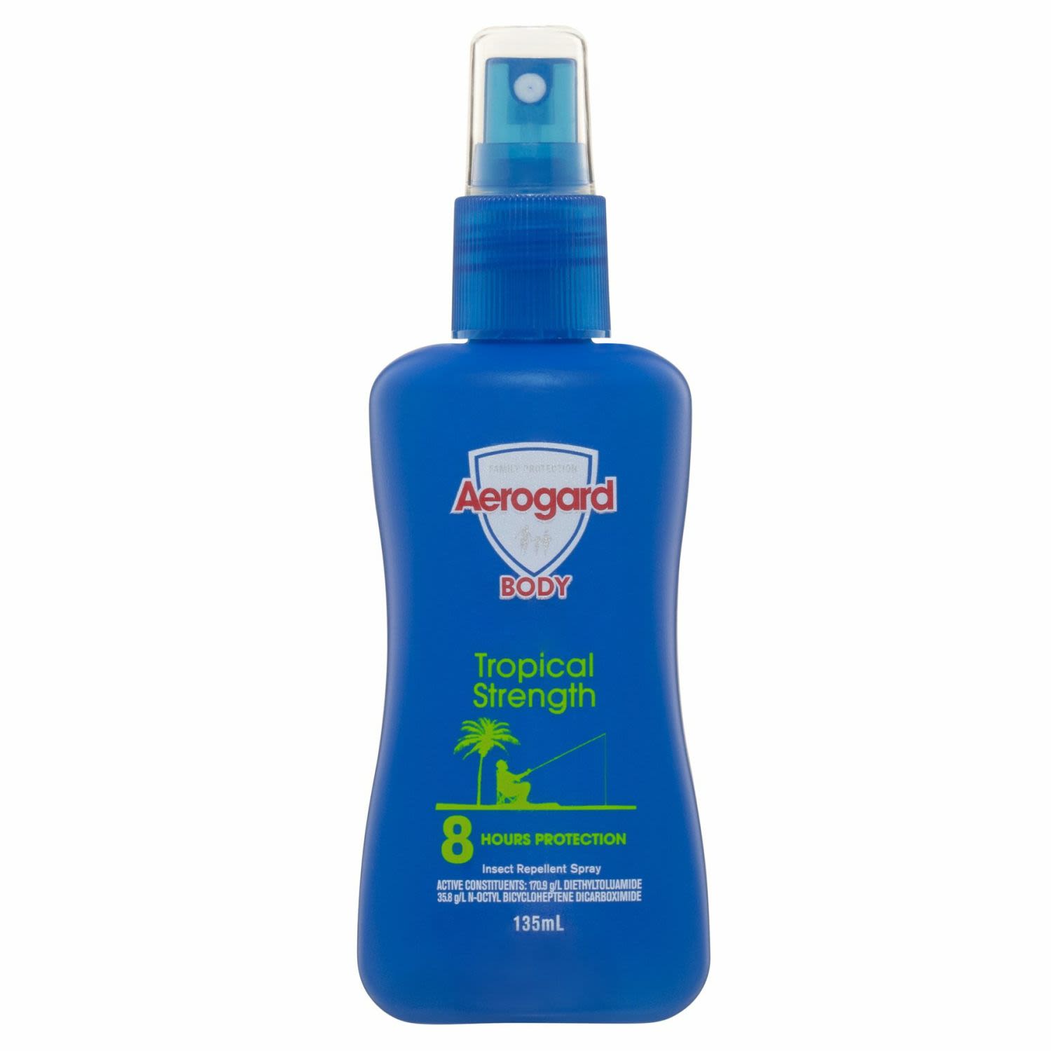 <p>Aerogard Tropical Strength Insect Repellent Spray</p><br><p>- 6 hour protection against mosquitoes<br />- Also repels flies, sandflies, leeches, ticks and other annoying and biting insects.</p><br><p>Hold pack upright and apply in a sweeping motion onto exposed skin from a distance of 15-20cm. To apply to face, spray on hands and rub onto skin. Do not spray directly onto face. Reapply as necessary in cases of excessive perspiration.</p><br /> <br />