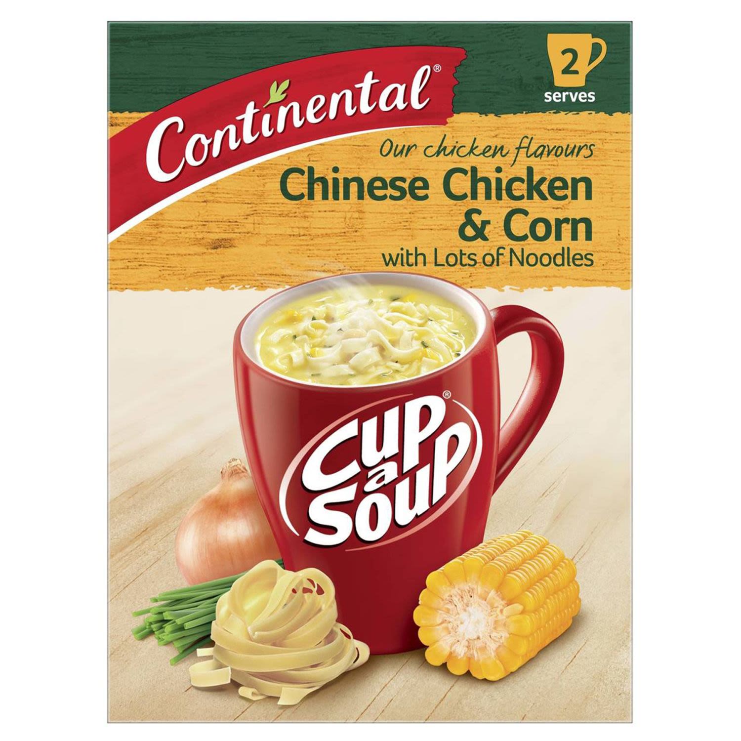 Continental Cup A Soup Chinese Chicken & Corn With Lots Of Noodles, 2 Each