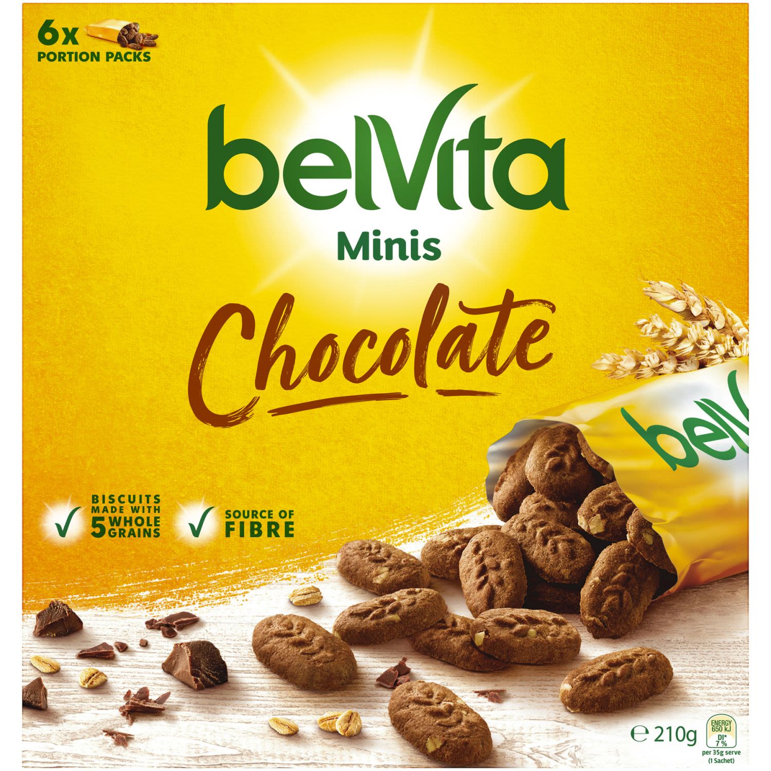 Brigthen your morning with...
belVita Minis

These delicious little biscuit bites are gently baked with 5 wholegrains providing you with a source of fibre with no artificial colours or flavours. 
Blended together with great tasting ingredients like cocoa and chocolate chips making them the feel-good, taste-good, mid-morning snack you're looking for enabling you to be the best you. Always.<br /> <br />
