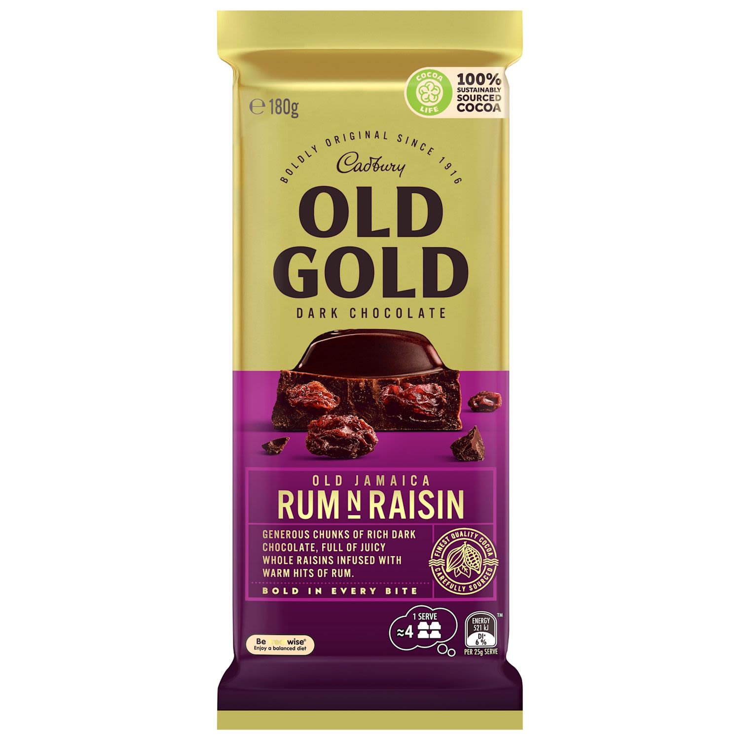 Cadbury Old Gold Dark Chocolate Old Jamaica Rum N Raisin